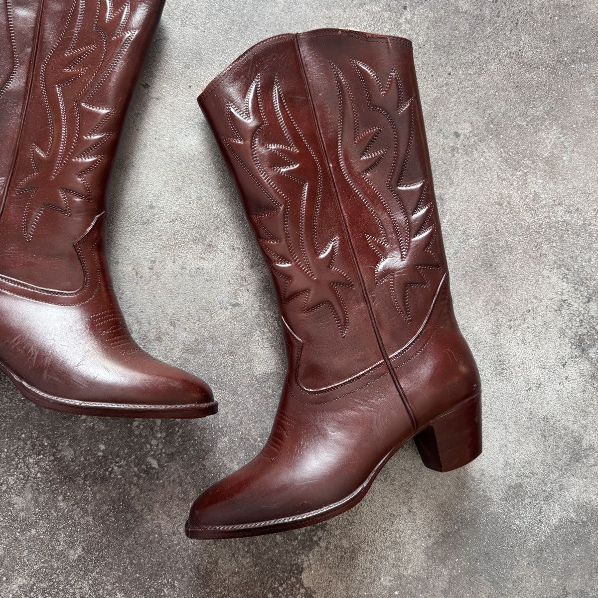 Hysteric Glamour Vintage Y2K Boho Brown Leather Cowboy Western Boots Size US 8 / IT 38 - 5 Thumbnail
