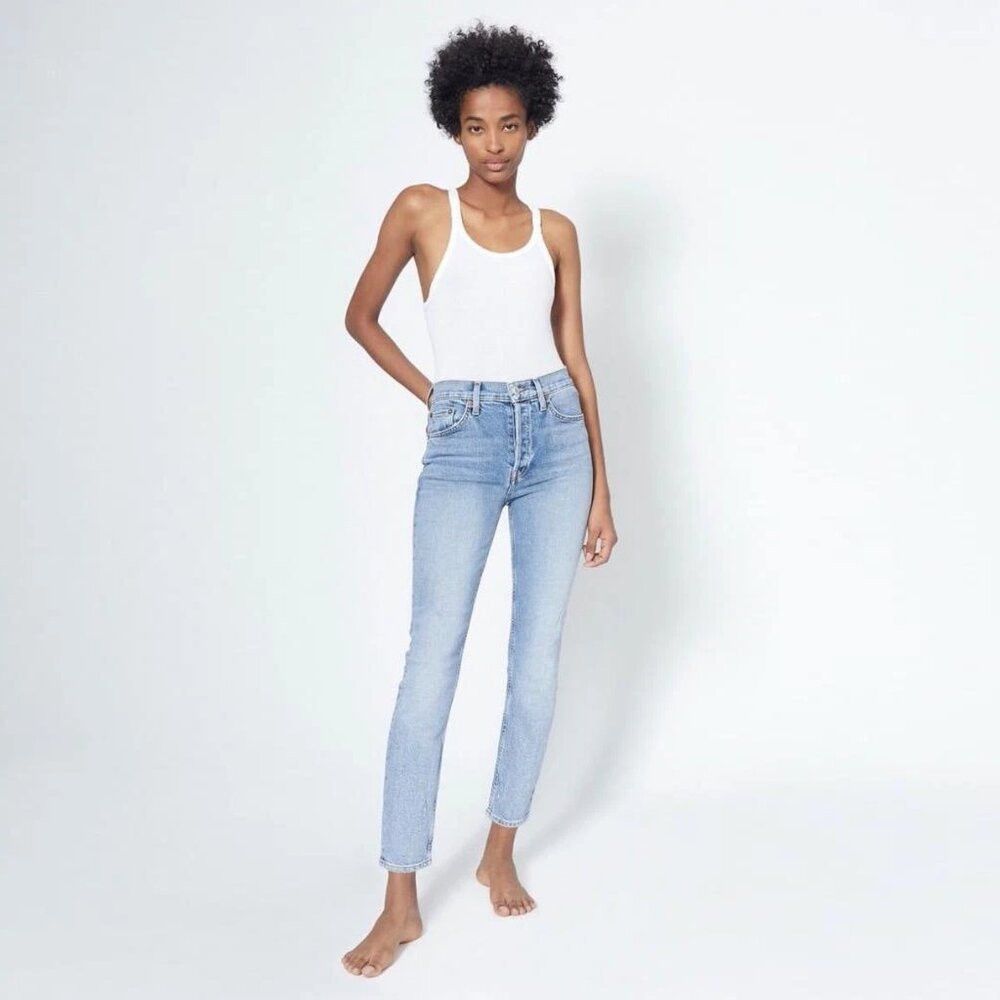 RE/DONE NWT New $265 RE/DONE 90's High Rise Ankle Crop Jeans In Mid Size 26" / US 2 / IT 38 - 1 Thumbnail