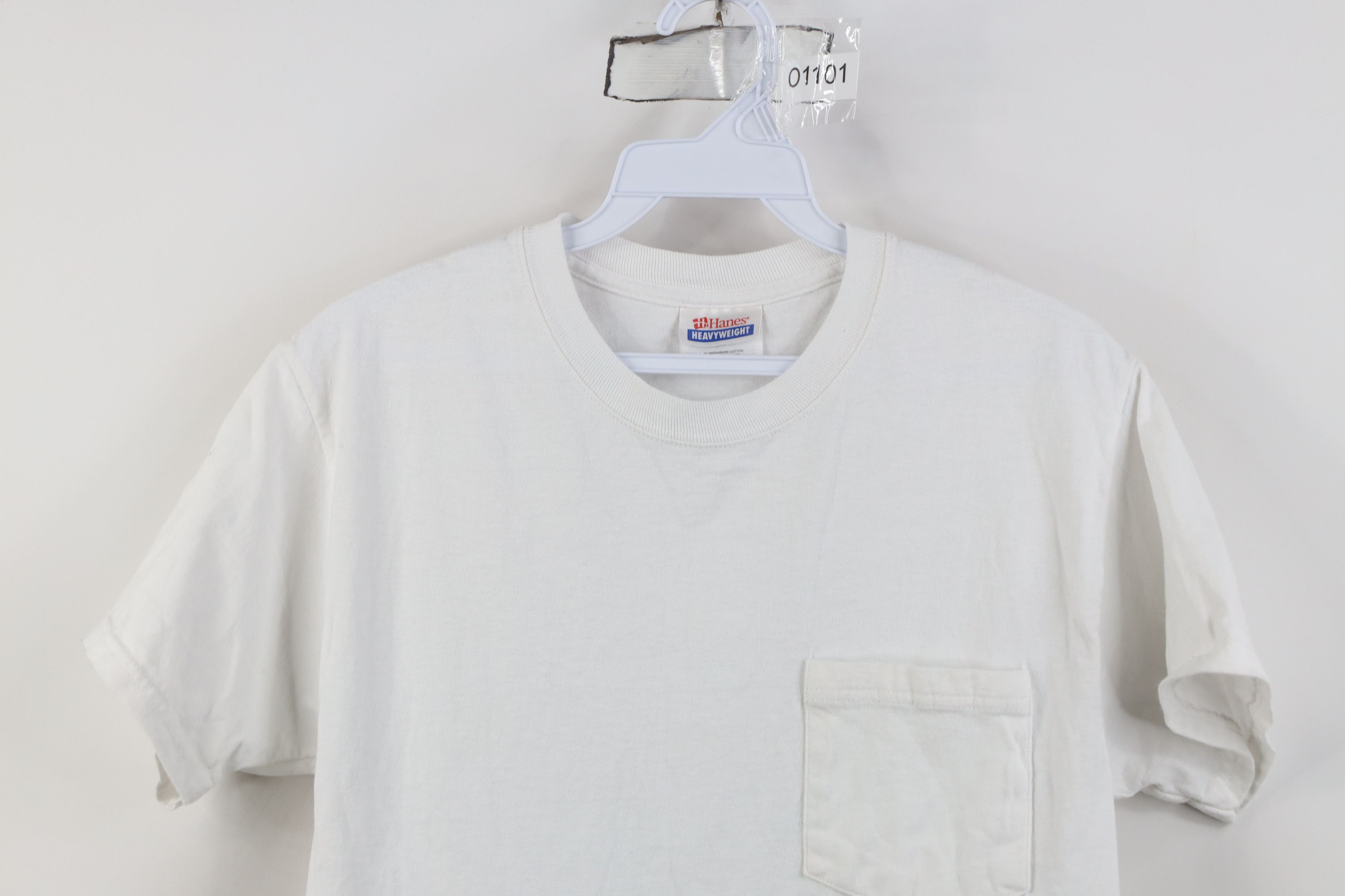 Hanes Vintage 90s Y2K Hanes Heavyweight Pocket T-Shirt White Size US S / EU 44-46 / 1 - 2 Thumbnail
