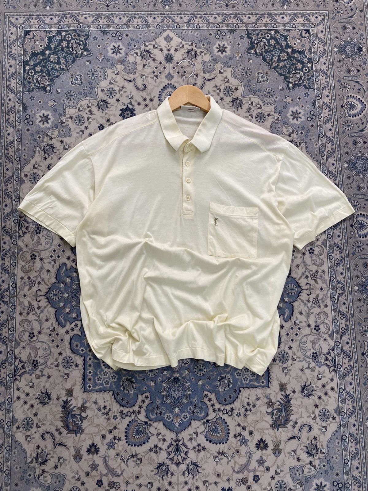 Yves Saint Laurent 80s YSL TRICOTS POUR HOMME SINGLE STITCH COLLAR SHIRT Size US L / EU 52-54 / 3 - 1 Thumbnail