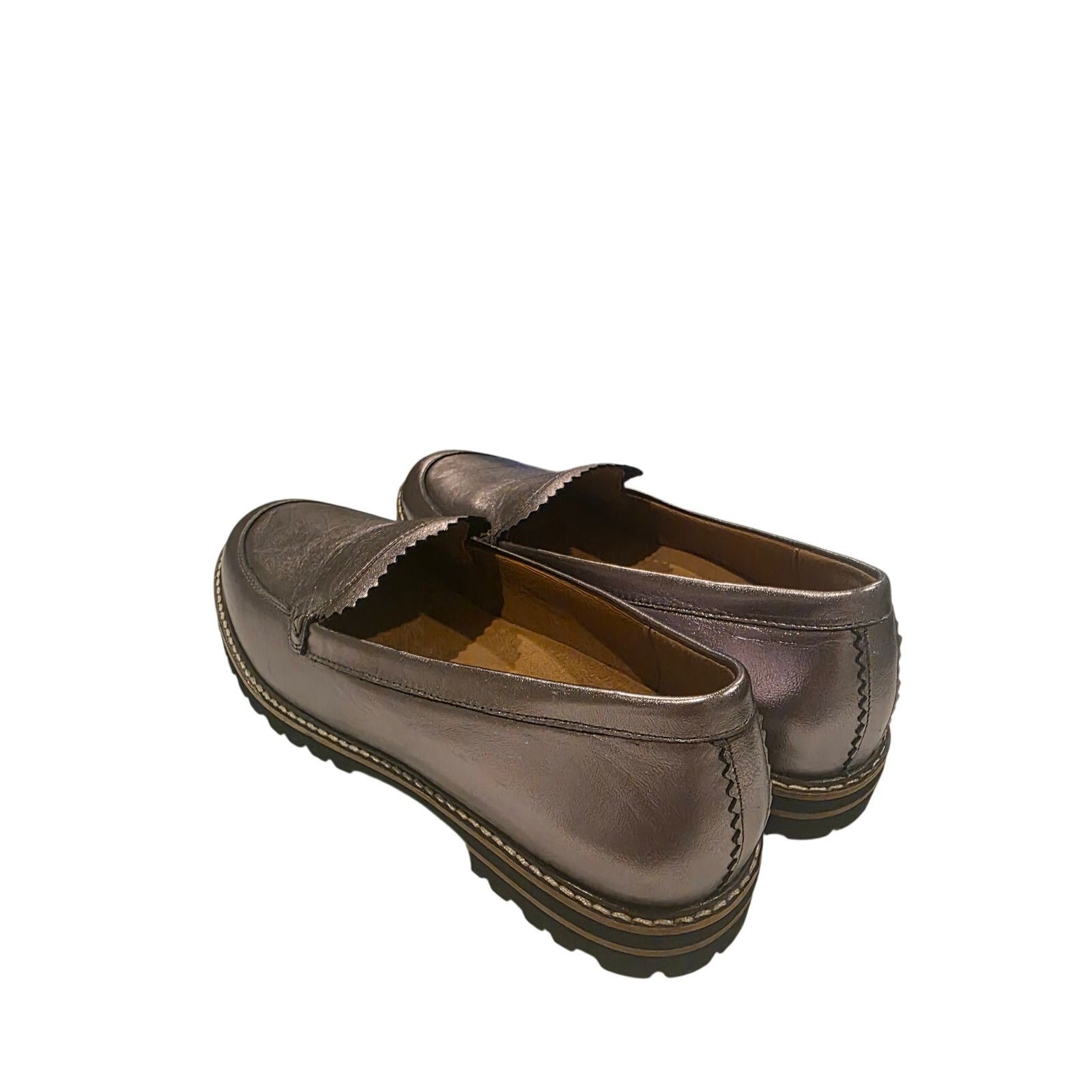 Globe-Trotter Trotters Metallic Pewter Lug Sole Loafers Womens 8 Size US 8 / IT 38 - 4 Thumbnail