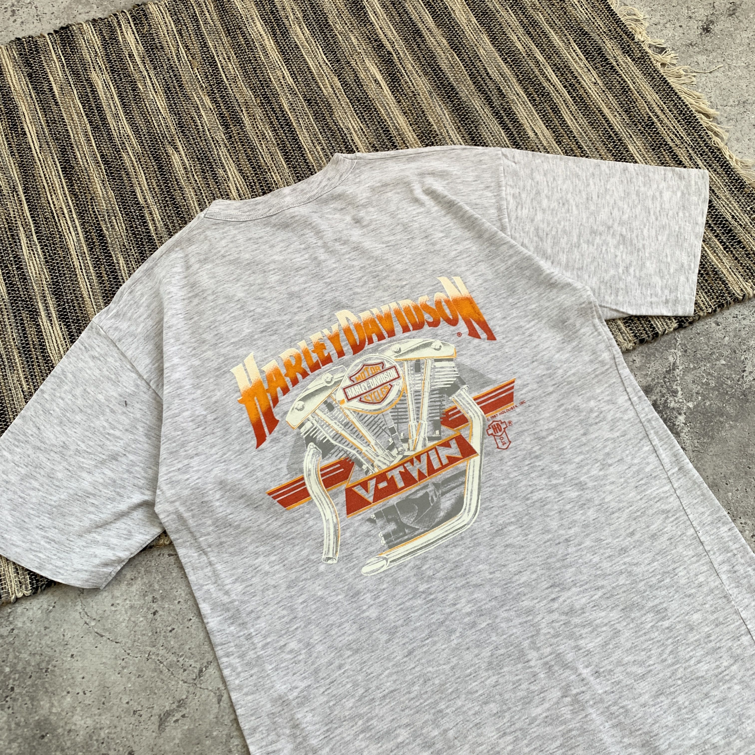 Harley Davidson Vintage Harley Davidson 1987 Rare Grey Graphic Tee Shirt Size US M / EU 48-50 / 2 - 3 Thumbnail