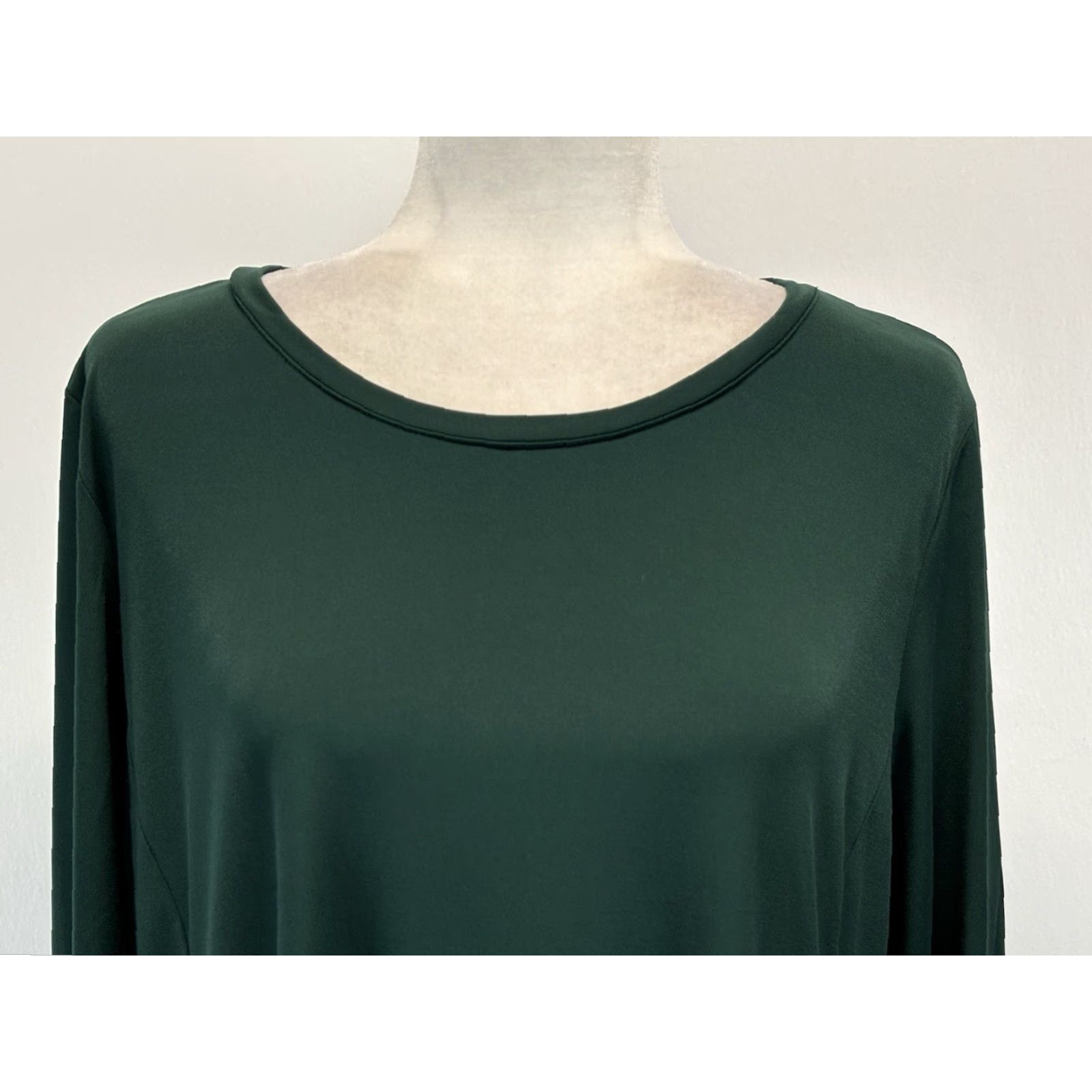 Vintage VINTAGE IC by Connie K Tunic Shirt 1X Plus Dark Green Lagenlook Asymmetric Hem Womens Size XL / US 12-14 / IT 48-50 - 5 Thumbnail