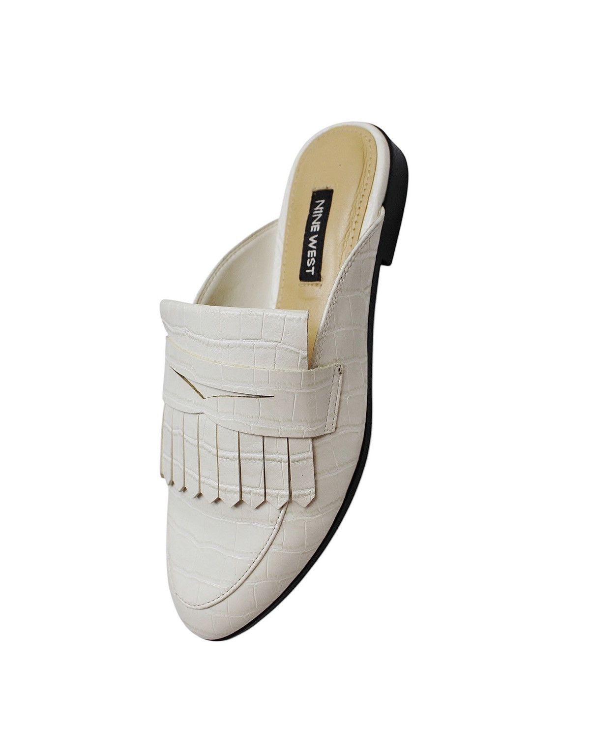 Designer 2010S NINE WEST WHITE CROCO FRINGE MULES Size US 5 / IT 35 - 9 Thumbnail
