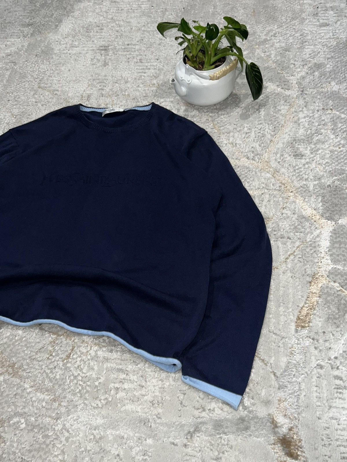 Vintage × Yves Saint Laurent YVES SAINT LAURENT BIG LOGO VINTAGE 90S KNIT SWEATER Size US L / EU 52-54 / 3 - 4 Thumbnail