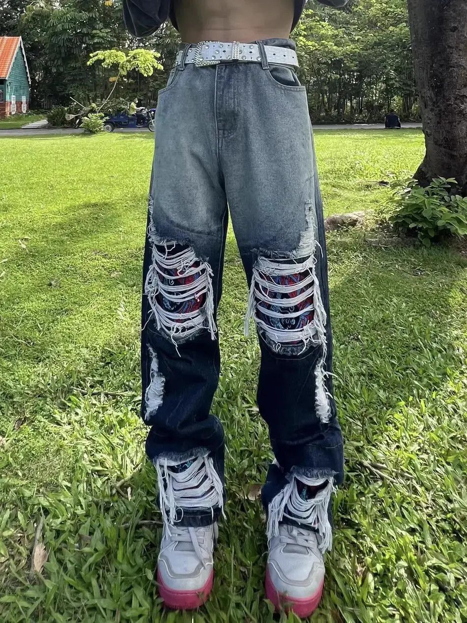 Japanese Brand Washed embroidered high street jeans Size US 30 / EU 46 - 2 Thumbnail