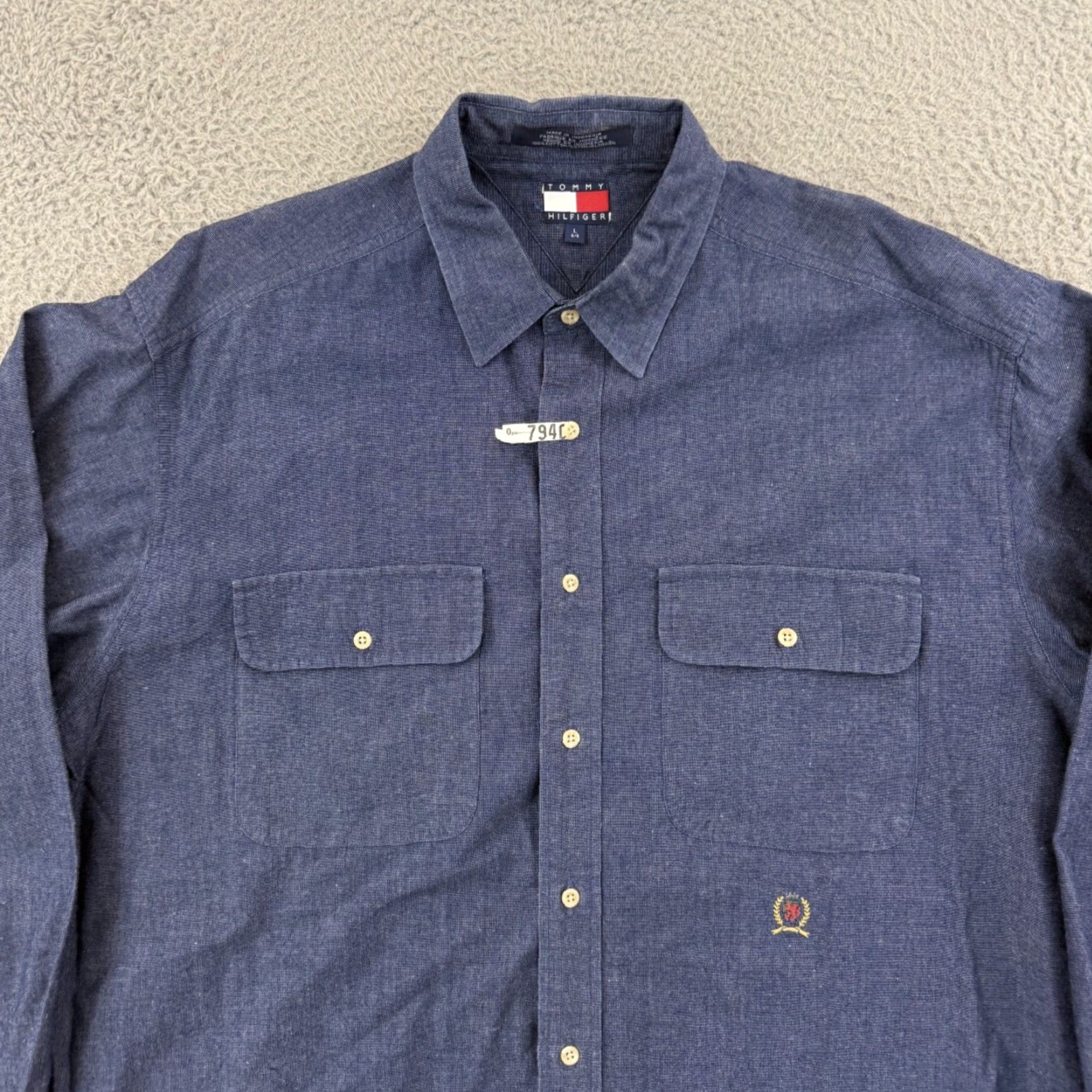Tommy Hilfiger VINTAGE Tommy Hilfiger Shirt Mens Large Blue Casual Button Up Long Sleeve Preppy Size US L / EU 52-54 / 3 - 3 Thumbnail