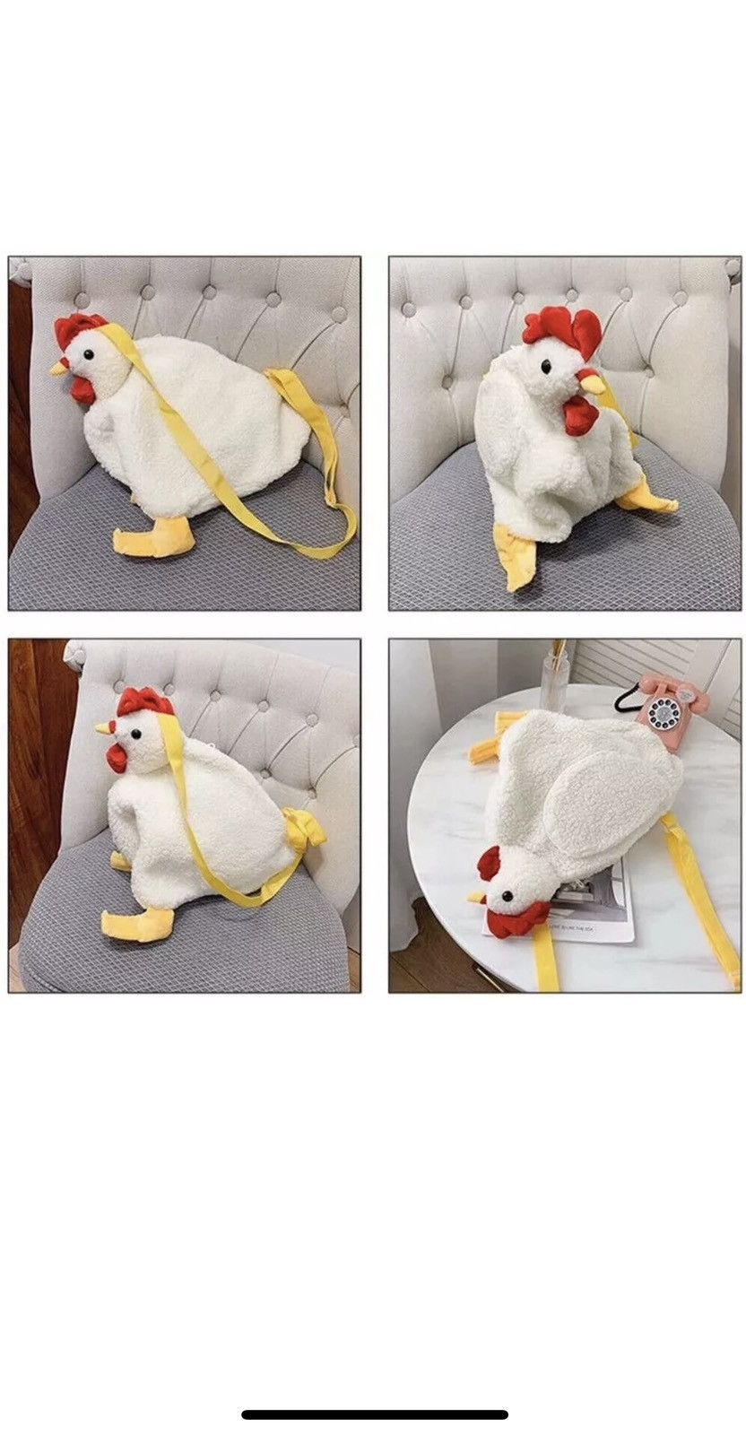 Other Women’s Faux Fur Cartoon Chicken Plush Tote & Crossbody Bag Size ONE SIZE - 10 Thumbnail