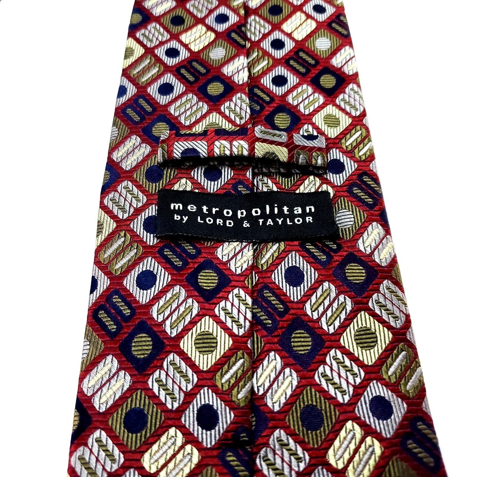 Designer Metropolitan by Lord & Taylor Multi Colored Silk Tie Woven G Size ONE SIZE - 4 Thumbnail