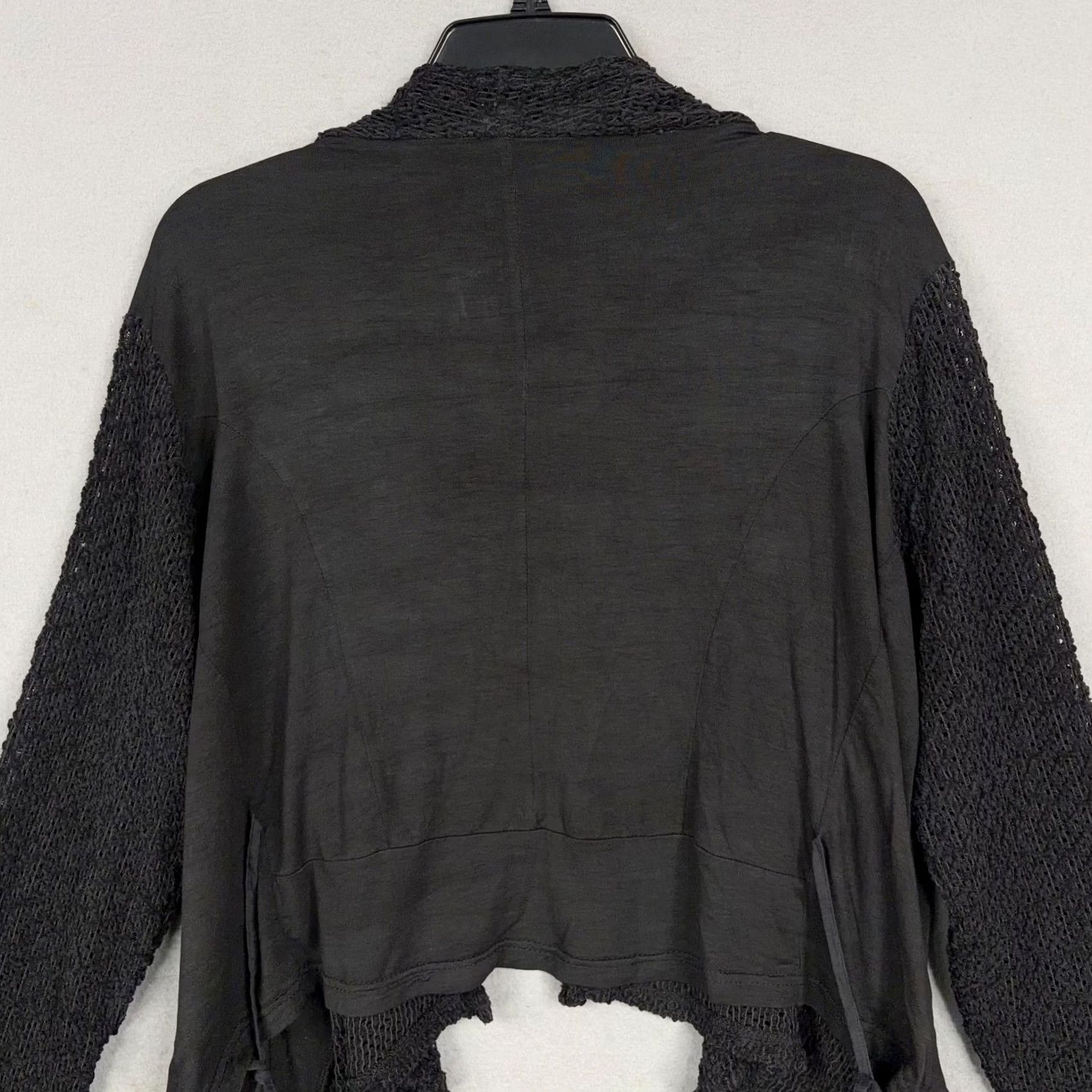 Vintage Sacred Threads Sweater Womens L XL Black Open Front Crochet Cardigan Boho Goth Size L / US 10 / IT 46 - 6 Thumbnail
