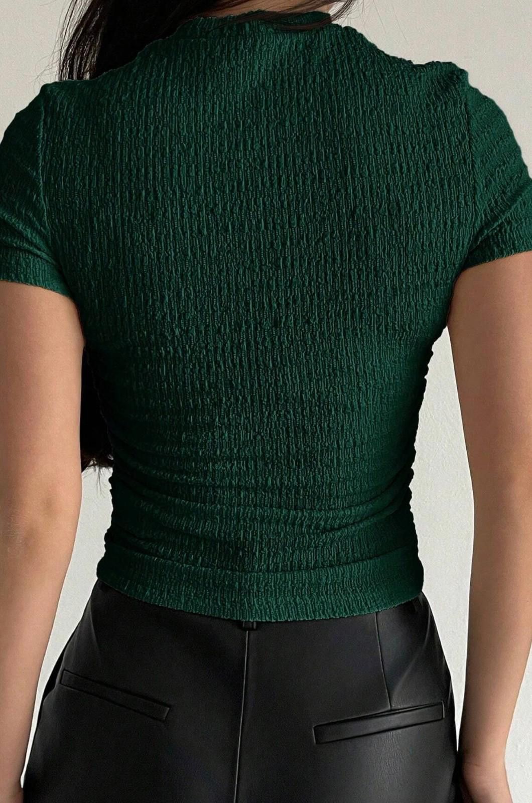 Other ALORUH Ruched Textured Knit Top in Dark Green (X-SMALL) Size XS / US 0-2 / IT 36-38 - 5 Thumbnail