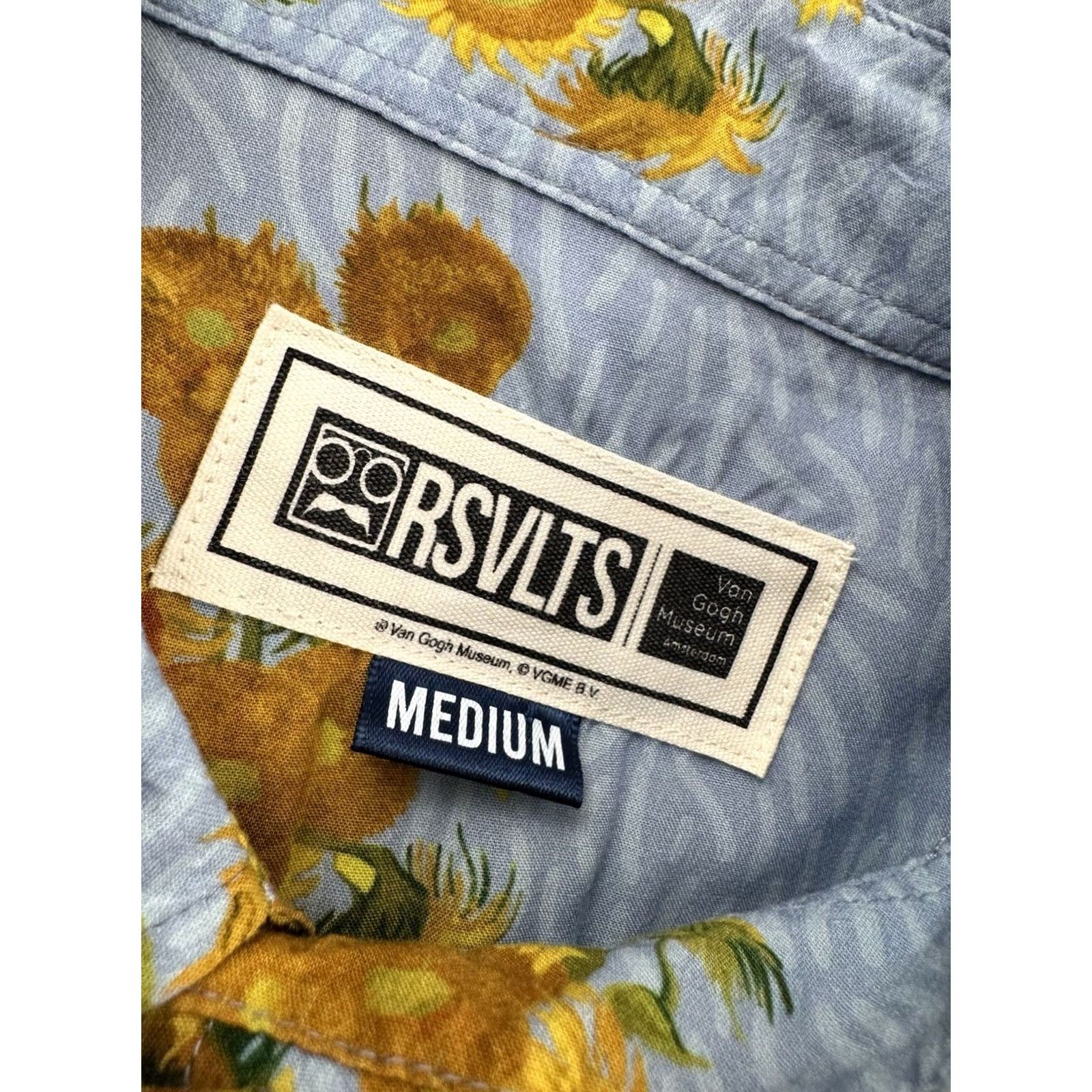 Sunflower RSVLTS VAN GOGH SUNFLOWERS Mens M Shirt Cardigan Button-Up Short Sleeve Blue 90s J8 Mens Size US M / EU 48-50 / 2 - 5 Thumbnail