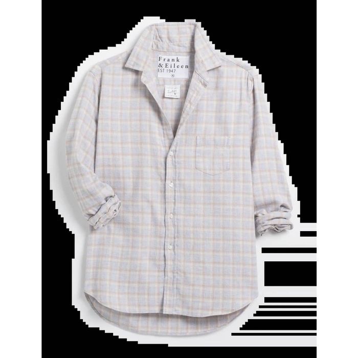 Eileen Relaxed Button-Up - Light Blue, Grey Plaid main image 1