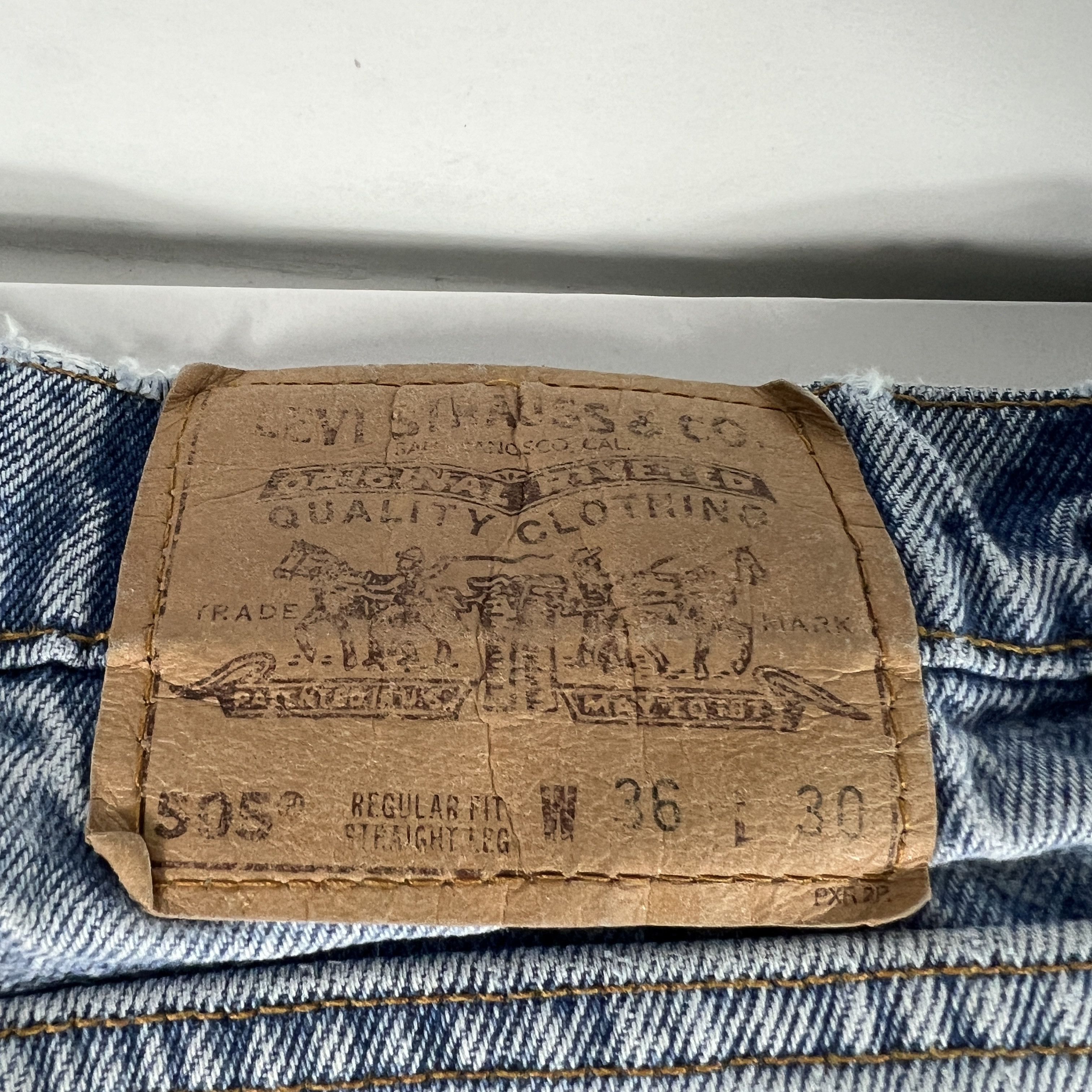 Levi's × Vintage VTG 90s Levi's Jeans 505 Straight Blue Denim Orange Tab Size US 34 / EU 50 - 17 Thumbnail