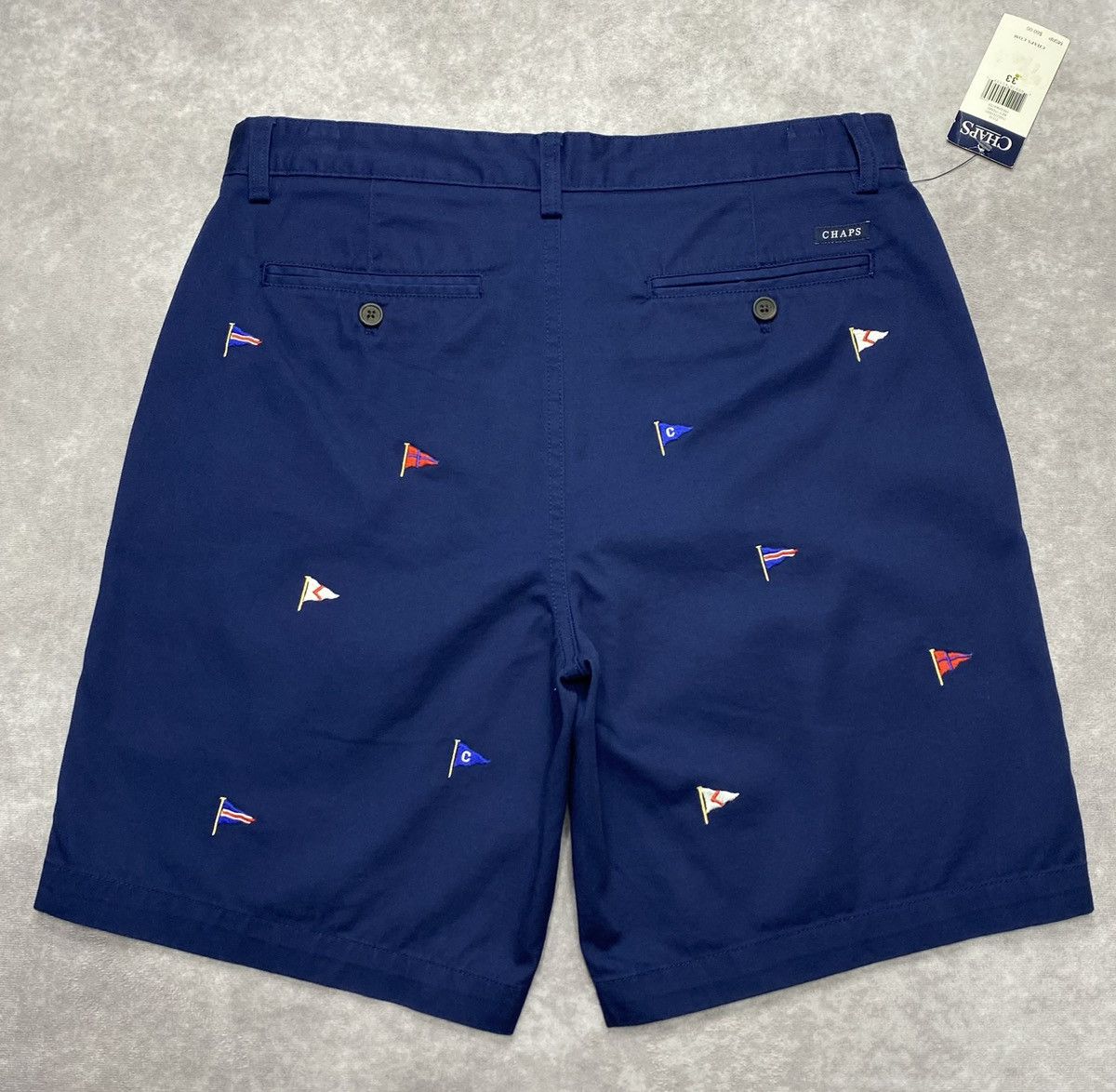 Chaps Vintage Chaps Navy Nautical Flag Cotton Chino Shorts Size US 33 - 3 Thumbnail