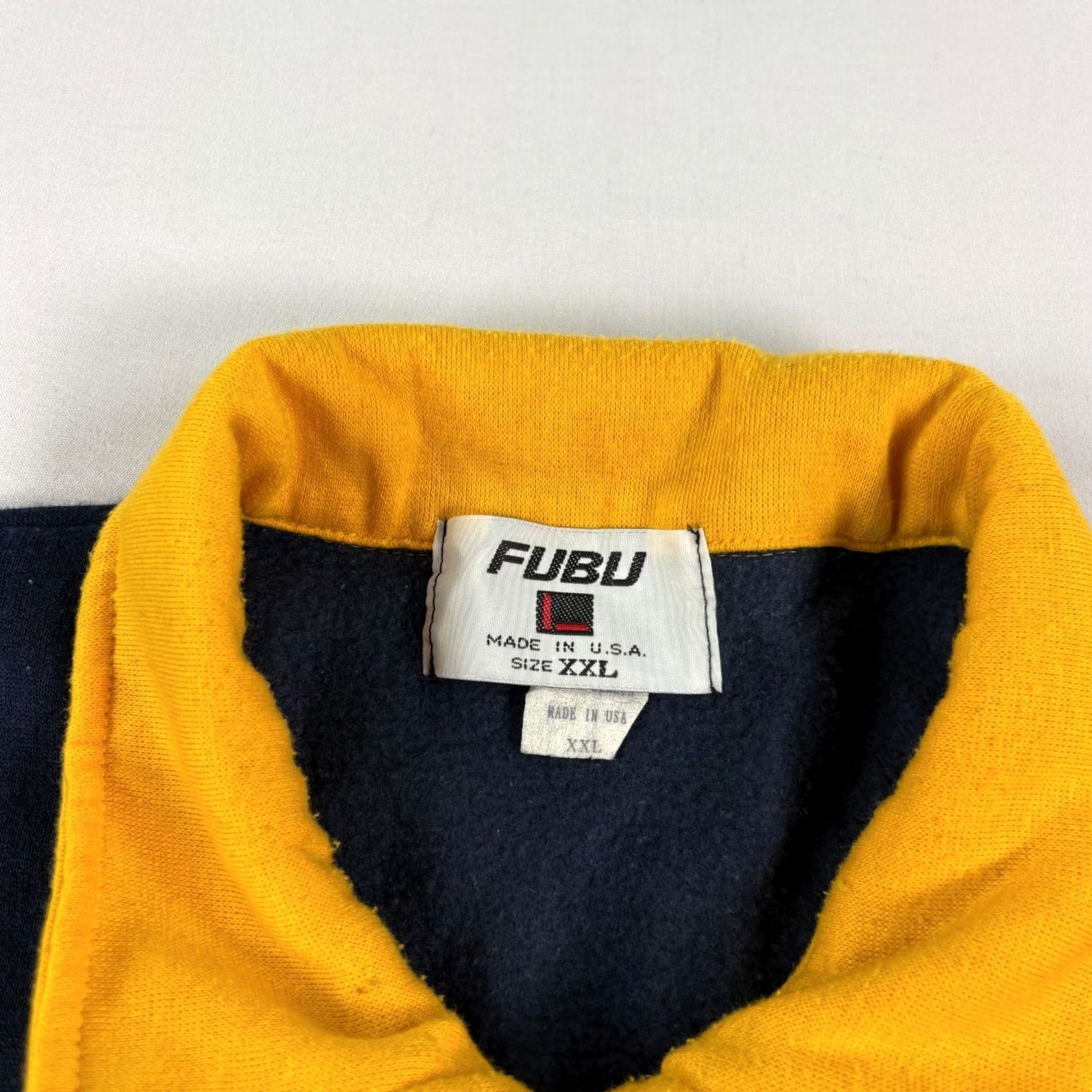 Fubu VINTAGE FUBU Shirt Mens 2XL Blue 90s Sweatshirt Yellow Pullover Hip Hop USA Made Size US XXL / EU 58 / 5 - 3 Thumbnail