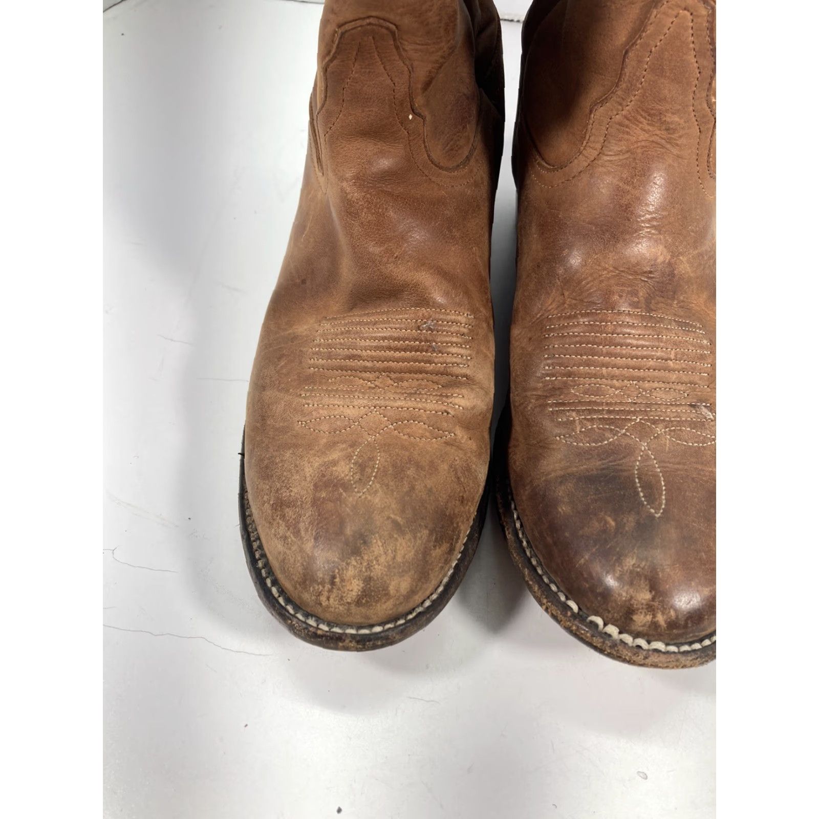 Tony Lama VINTAGE Tony Lama Boots Women 7.5 B Brown Leather 12 Inch Western Rodeo Style 1750 Womens Size US 8 / IT 38 - 3 Thumbnail