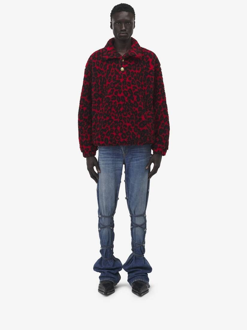 Alexander McQueen o1w1db10925 Leopard Print Fleece Sweatshirt in Red Size US M / EU 48-50 / 2 - 2 Thumbnail