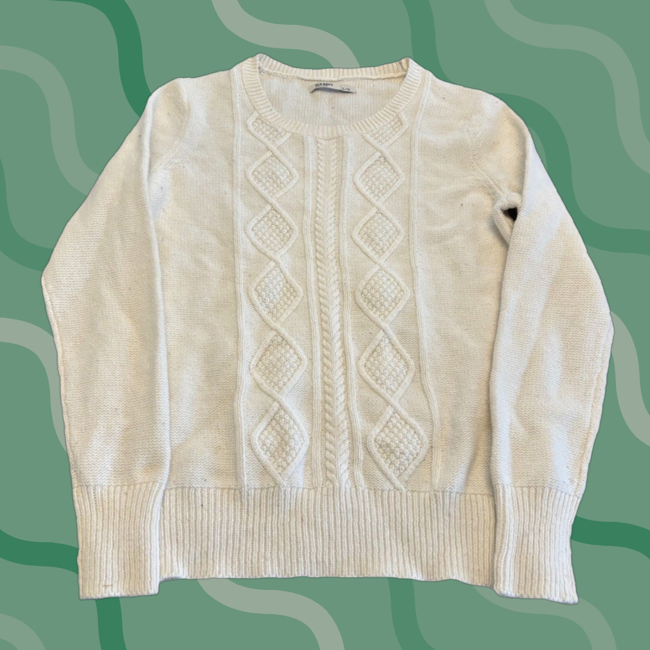 Old Navy Old Navy Womens Sweater Large Crew Neck Beige Cable Knit Pullover Classic Shirt Womens L Beige Classic Pullover Knit Cotton Wool? Size L / US 10 / IT 46 - 1 Thumbnail