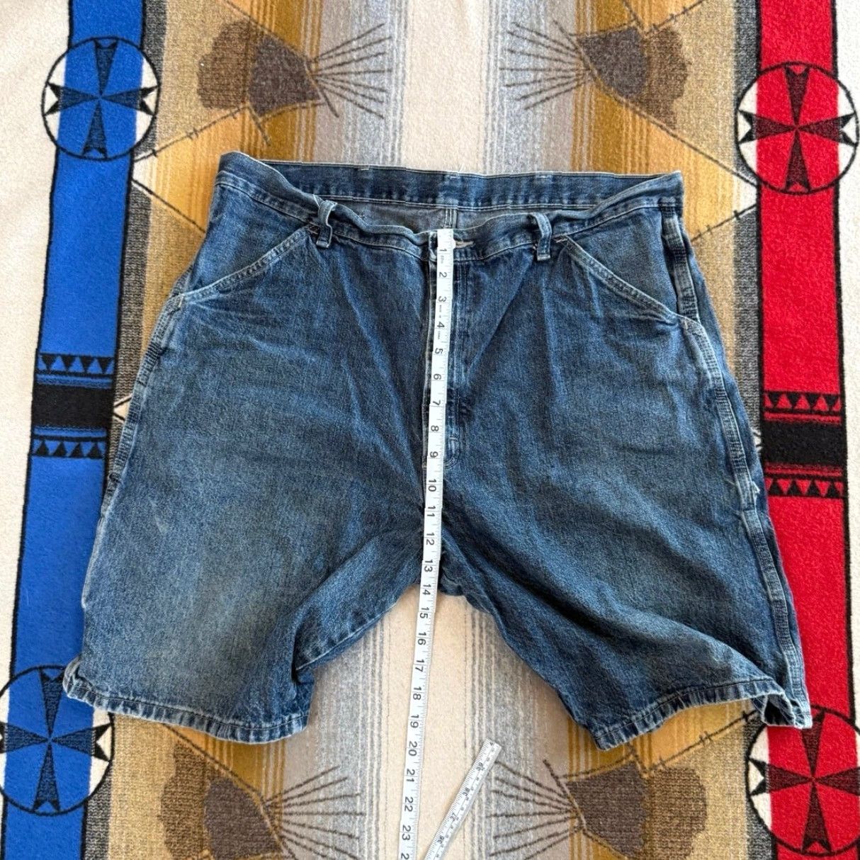 Wrangler VINTAGE Wrangler Carpenter Denim Jean Shorts Jorts 36 Men Blue Regular Waist 36 Work Grunge 90s Y2K Skate Denim Shorts Size US 36 / EU 52 - 6 Thumbnail
