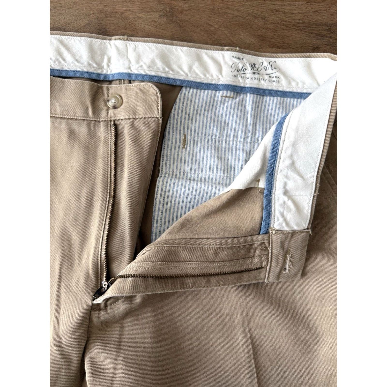 Polo Ralph Lauren Polo Ralph Lauren Classic Fit Chino Pants Men's 38x32 Flat Front Beige 100% Cotton Khaki Preppy Logo 90s Office Mens Size US M / EU 48-50 / 2 - 6 Thumbnail