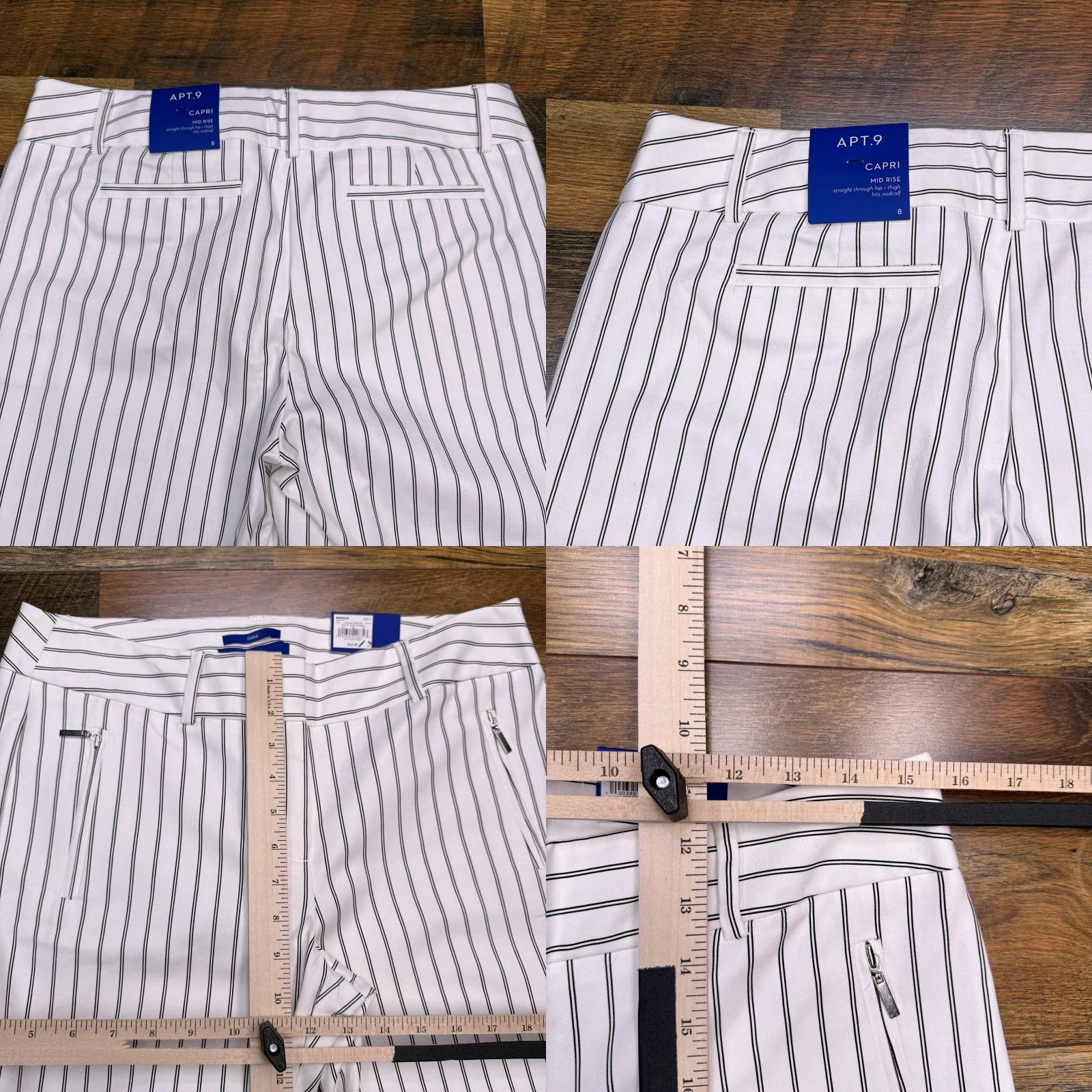 Apt. 9 Apt. 9 Torie Pants Womens 8 White Striped Mid Rise Stretch New Size 30" / US 8 / IT 44 - 8 Thumbnail