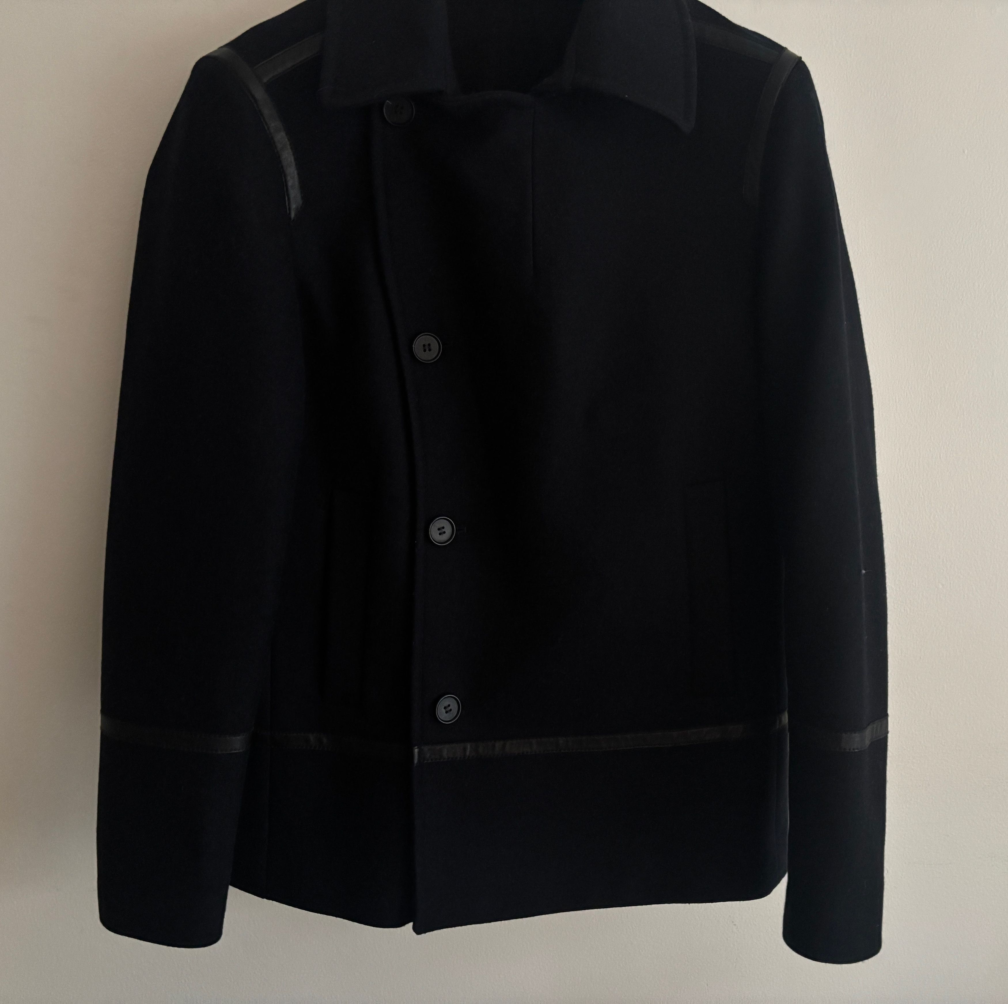 Allsaints $600 Salter Navy Wool Pea Coat Leather Trim- Medium Size US M / EU 48-50 / 2 - 4 Thumbnail