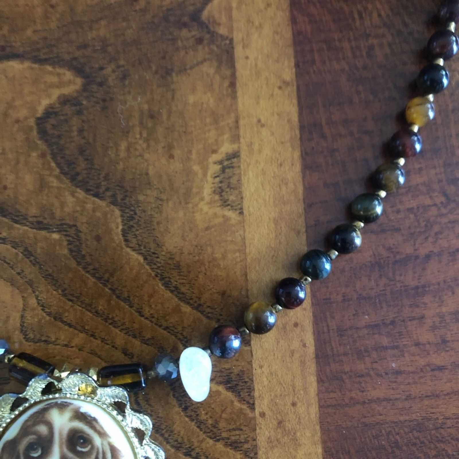 Handmade Handcrafted hound dog cameo natural stone citrine necklace Size ONE SIZE - 9 Thumbnail