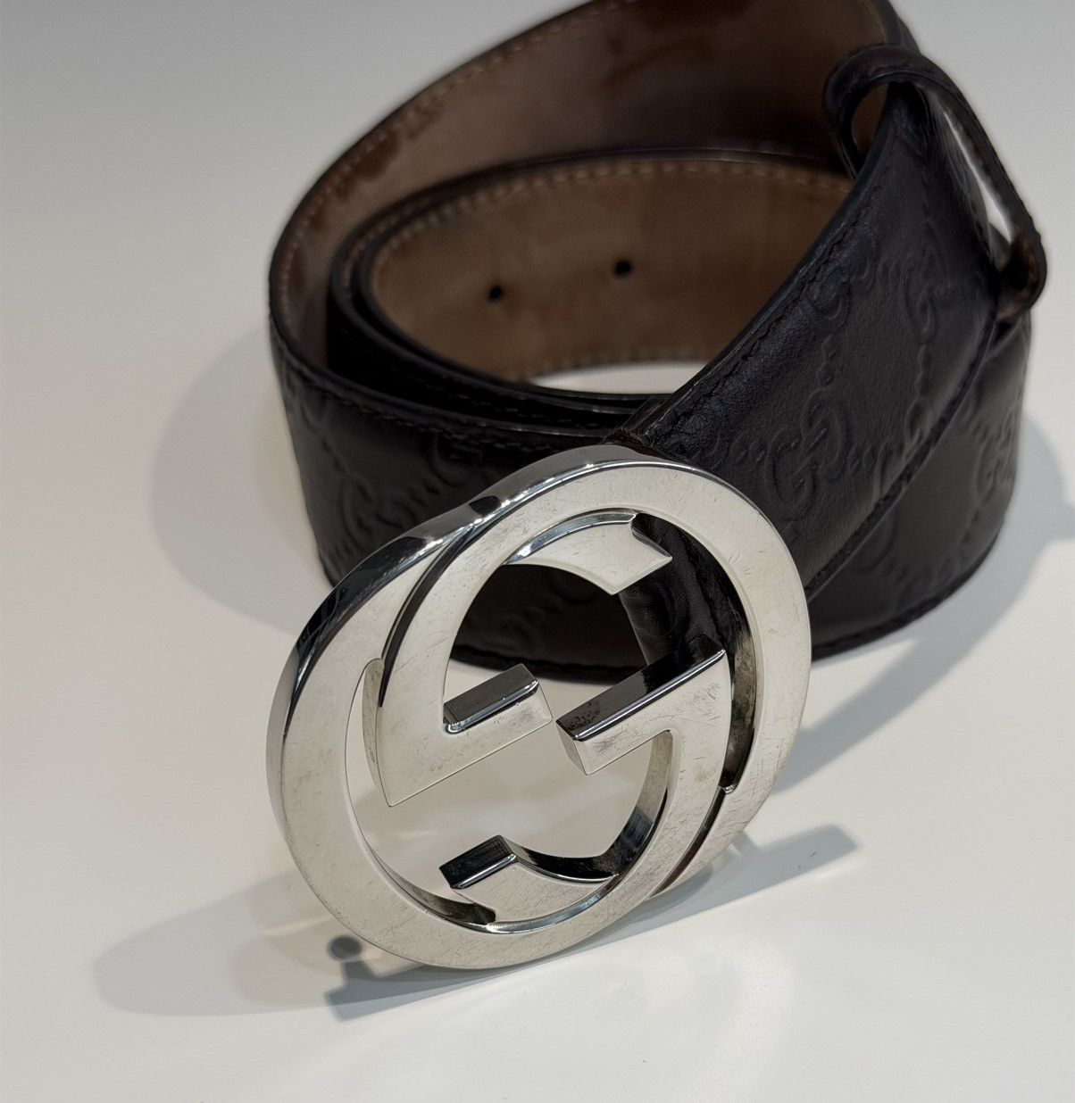 Gucci GUCCI GG Buckle Monogram Leather Belt Demna nettspend rapper Size ONE SIZE - 7 Thumbnail