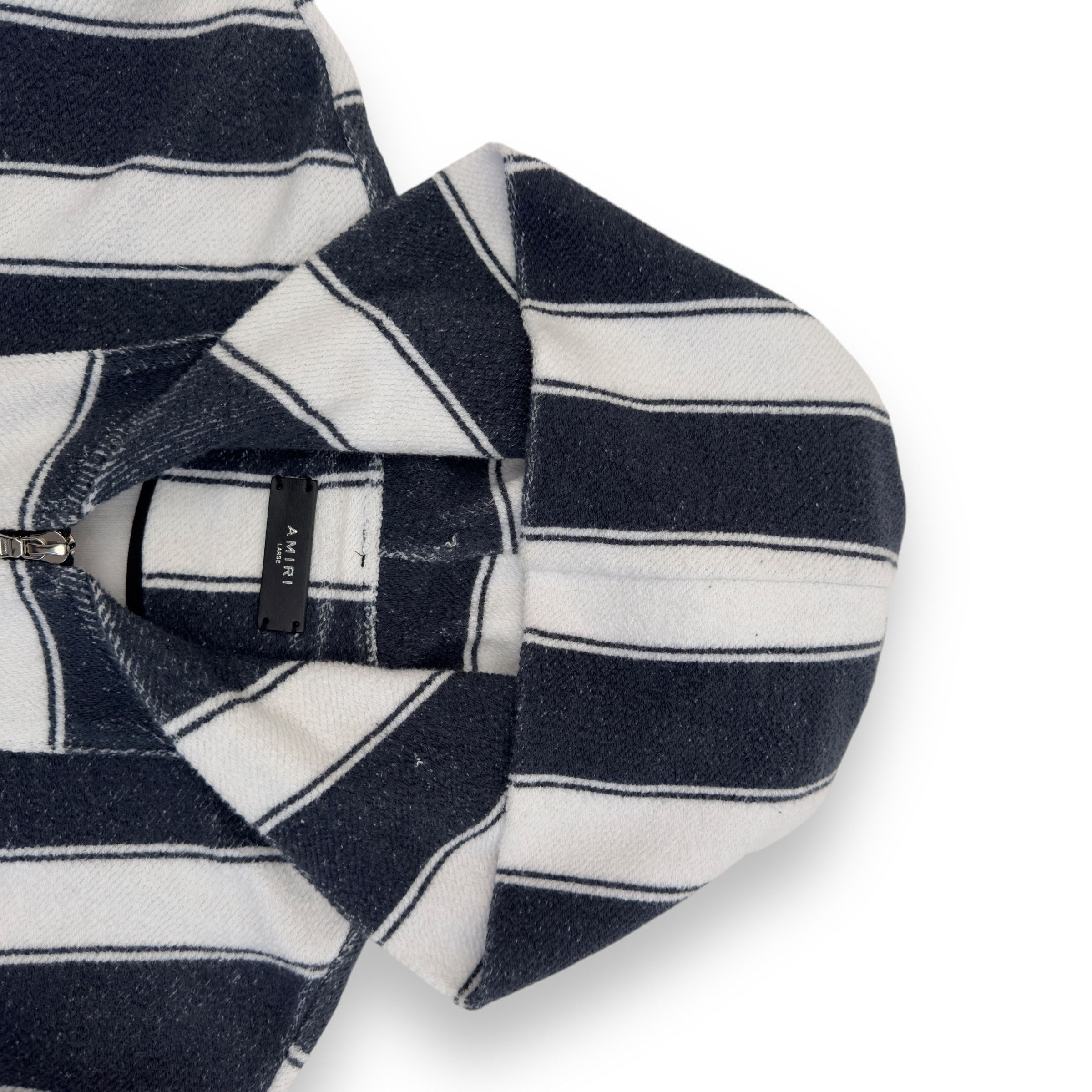 AMIRI BAJA STRIPED ZIP-UP HOODIE BLUE WHITE L