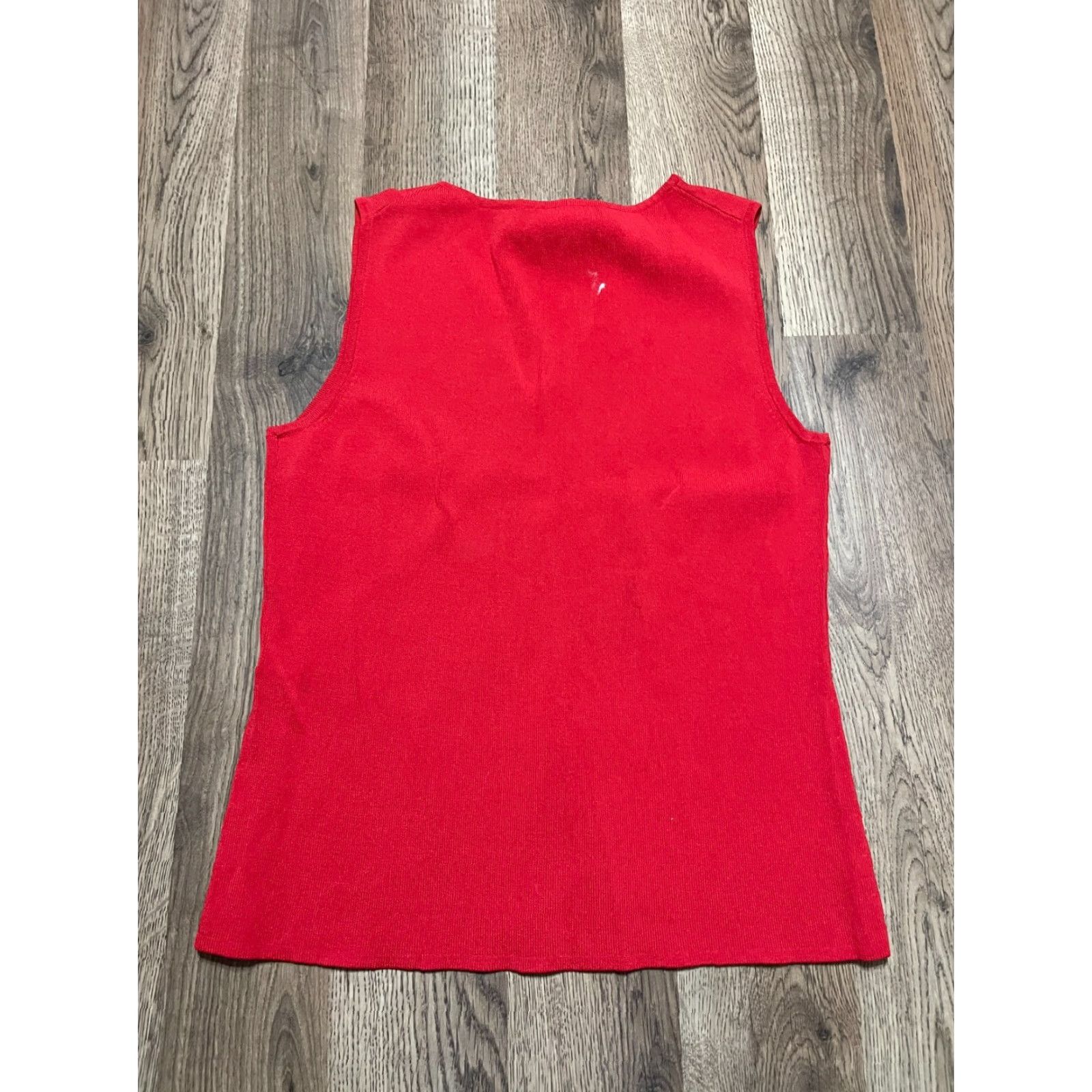 Vintage Cable & Gauge Tank Top Women M Red V-Neck Sleeveless Shirt Casual Basic Modern 90s? Size M / US 6-8 / IT 42-44 - 2 Thumbnail