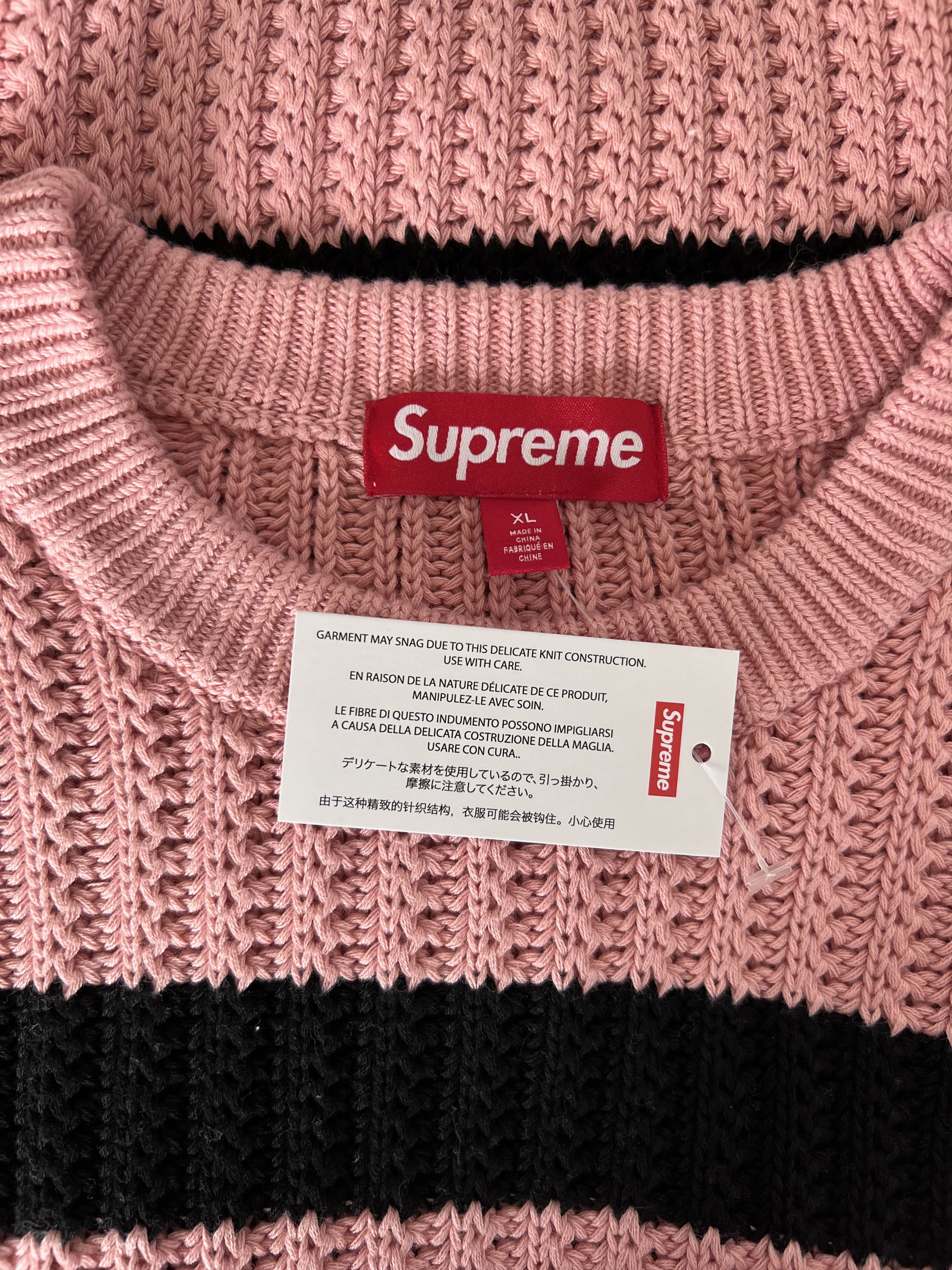 Supreme Supreme Loose Gauge Small Box Logo Sweater in Pink Stripe Size US XL / EU 56 / 4 - 6 Thumbnail