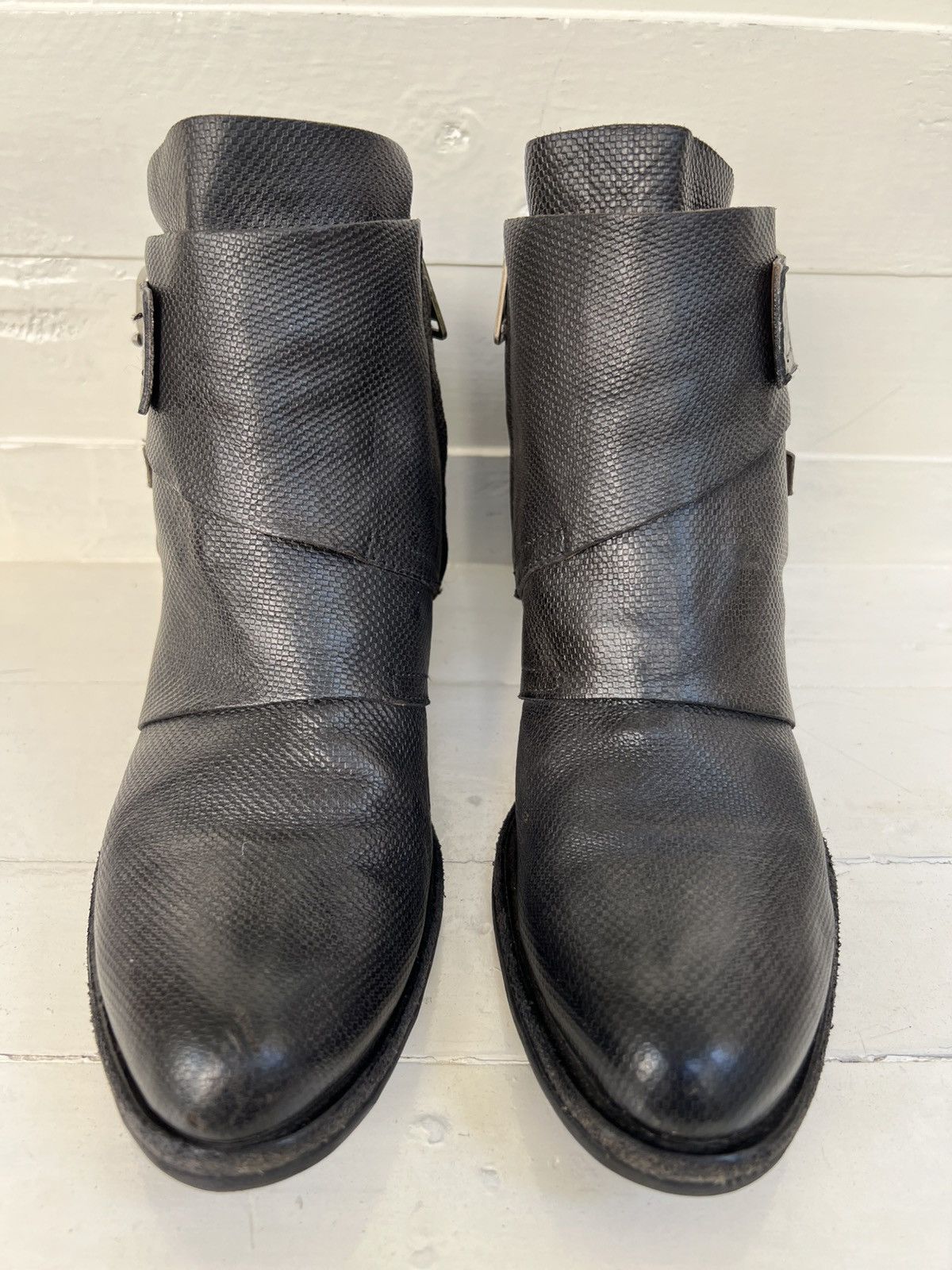 A.S.98 Airstep AS98 Black Leather Suede Boho Biker Ankle Boots Size US 8 / IT 38 - 5 Thumbnail