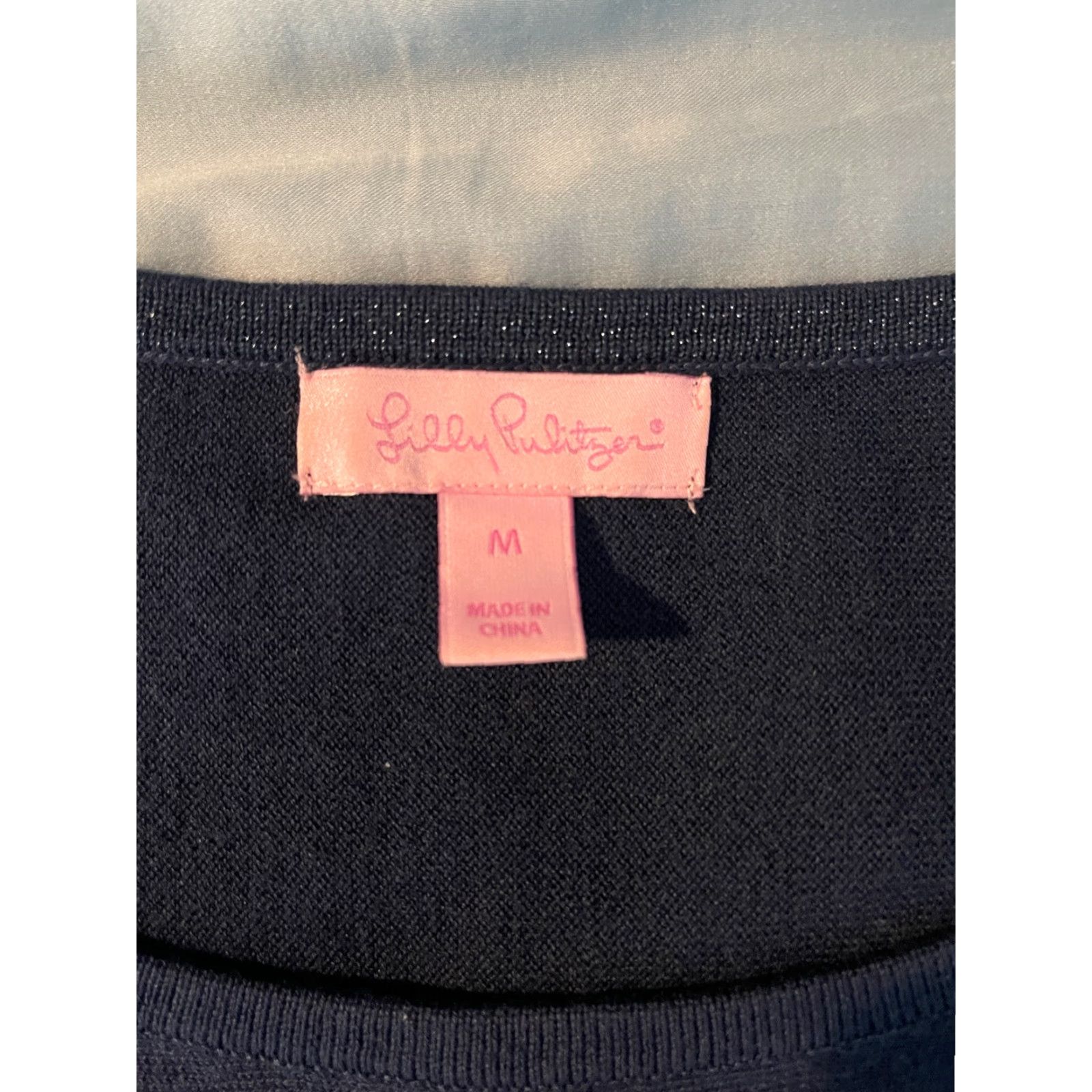 Lilly Pulitzer Lilly Pulitzer Womens Shirt Top Navy Blue Long Sleeve Cotton Blend CoolMax Blouse M Regular Womens Classics Knit Blouse Size M / US 6-8 / IT 42-44 - 2 Thumbnail