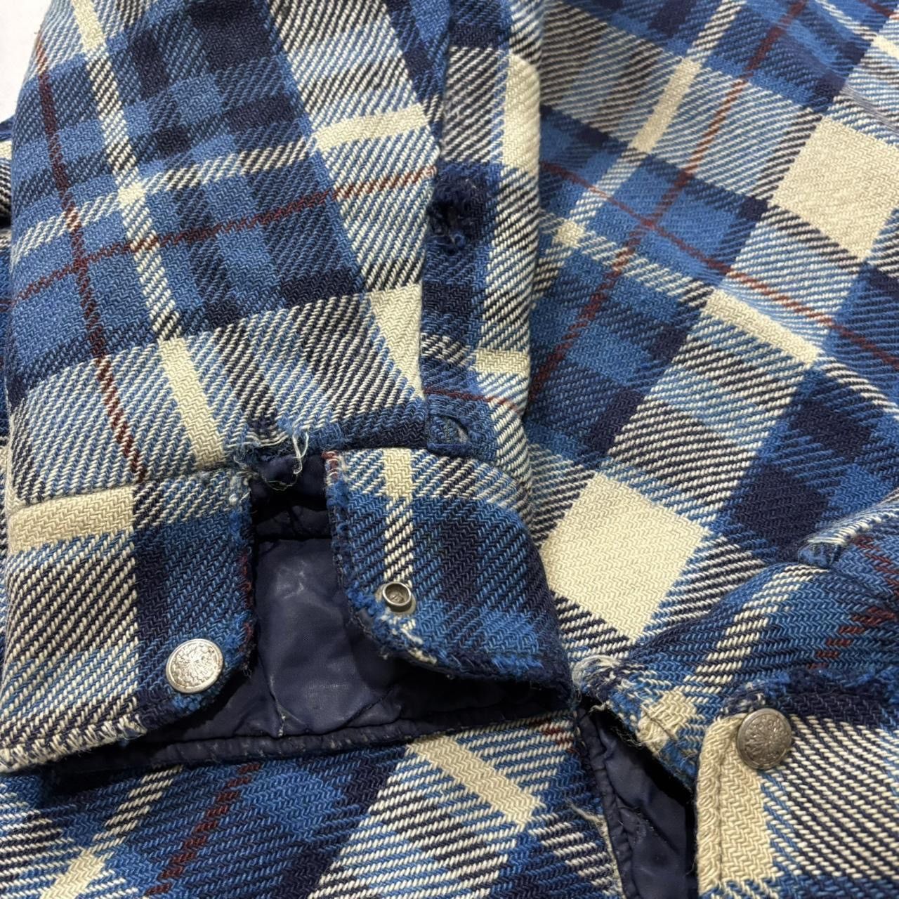 Vintage Vintage 70s Plaid Blue Wool Blend Full Zip Shacket Jacket Size US L / EU 52-54 / 3 - 10 Thumbnail