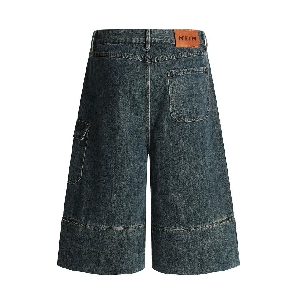 Jean Men's loose retro washed distressed denim shorts Size US 32 / EU 48 - 2 Thumbnail