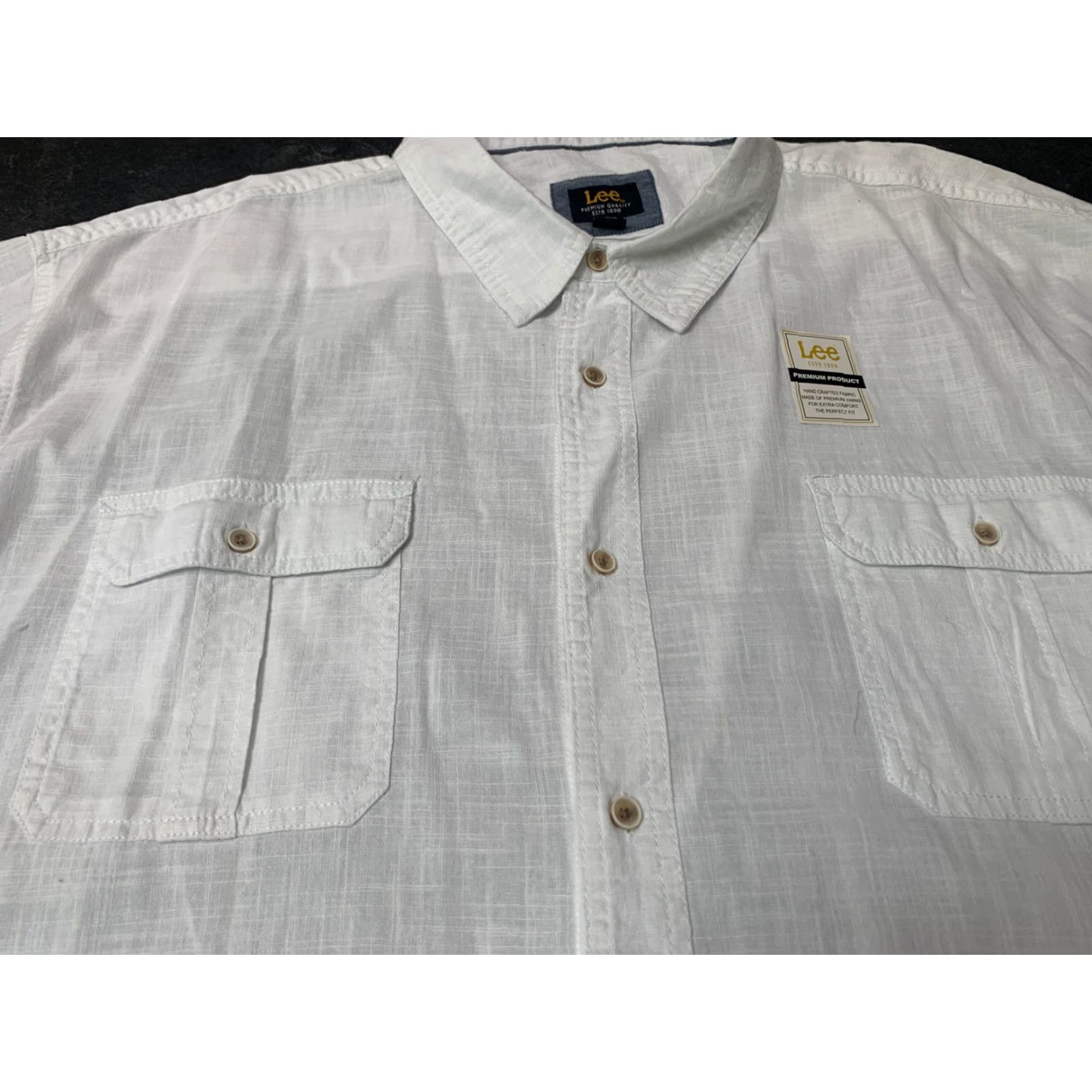 Lee LEE 4XL White Cotton Short Sleeve Button-Up Shirt Mens Size US XXL / EU 58 / 5 - 3 Thumbnail