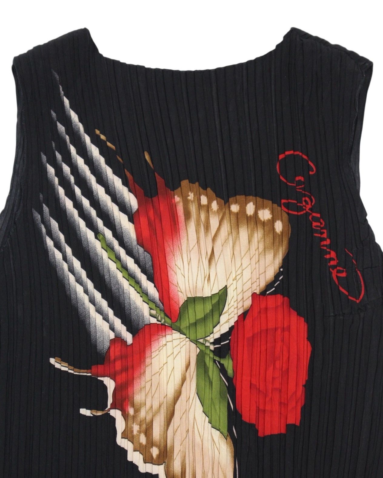 Japanese Brand 2000S JAPANESE MADE PLEATED BUTTERFLY FLORAL PRINT TANK TOP Size M / US 6-8 / IT 42-44 - 4 Thumbnail