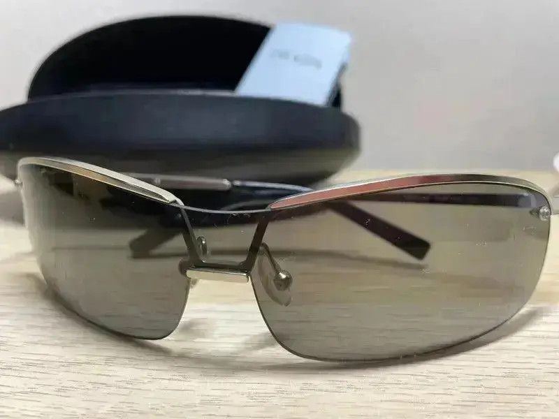Prada × Vintage PRADA Sunglasses Rimless Sport Metal Frame Shield Mask MA141 Size ONE SIZE - 3 Thumbnail