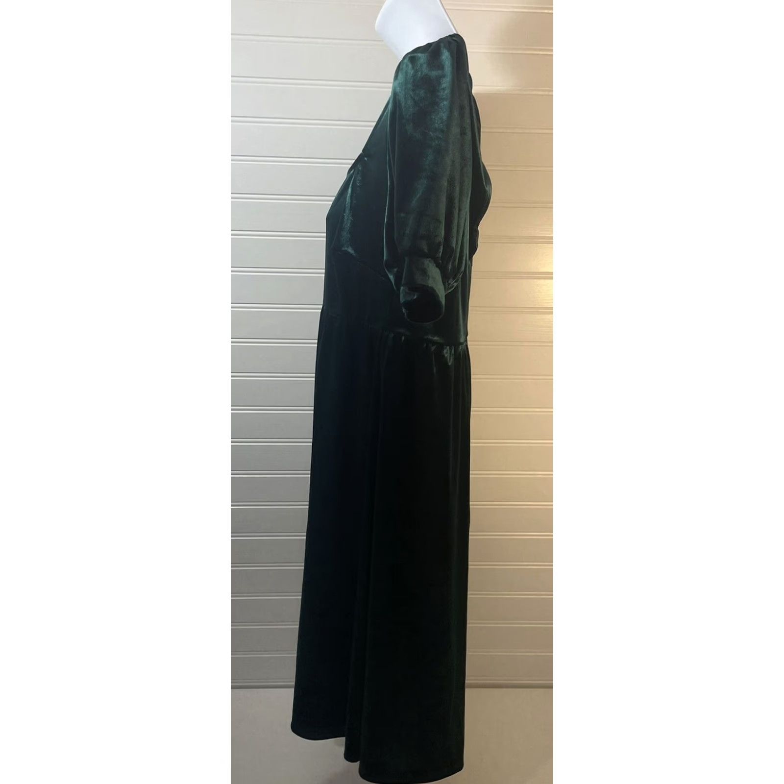 Vintage Trixxi Clothing Company Dress Women Medium Emerald Green Square Neck Zip Button Knit Polyester Spandex Shift Knee Length Short Sleeve Vintage No Size M / US 6-8 / IT 42-44 - 3 Thumbnail