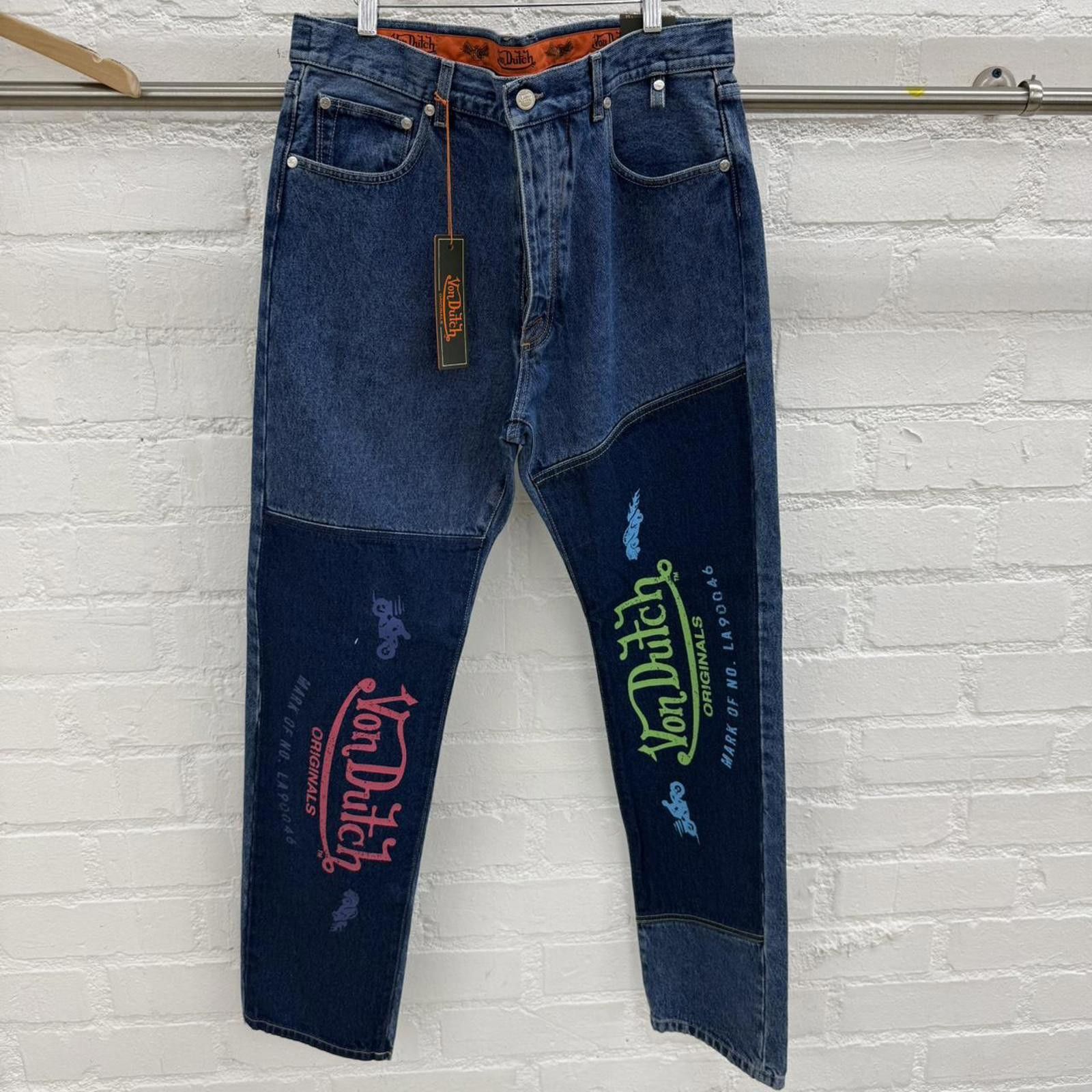 Von Dutch Patchwork Jeans W34 L34 Graphic Denim – Brand New