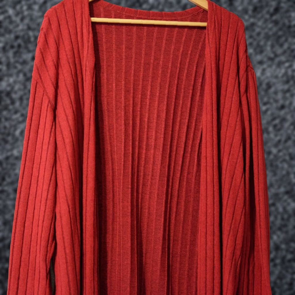 Shein EUC Shein Red Longsleeve Open Front Cardigan Sweater Soft Women's XL #H78-26 Size XL / US 12-14 / IT 48-50 - 1 Thumbnail