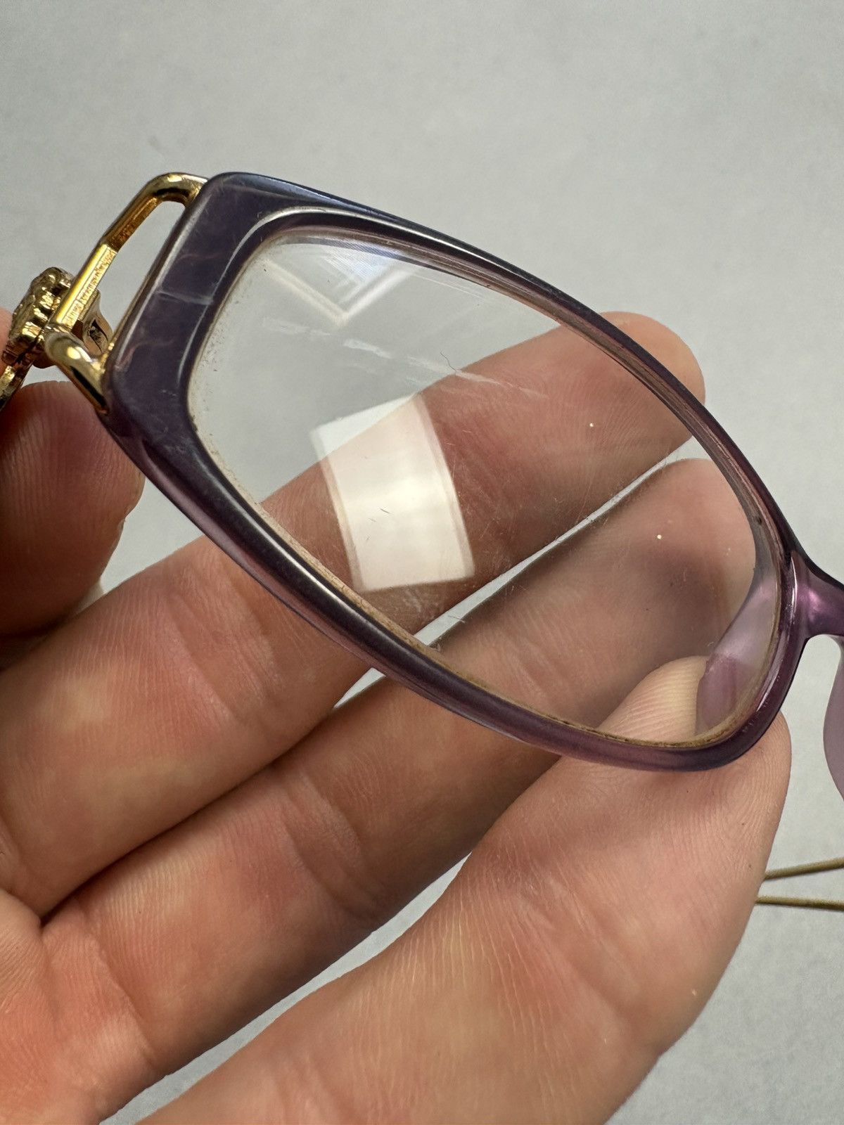 Versace Archive 90s Versace Medusa Purple Rectangular Glasses Italy Size ONE SIZE - 8 Thumbnail