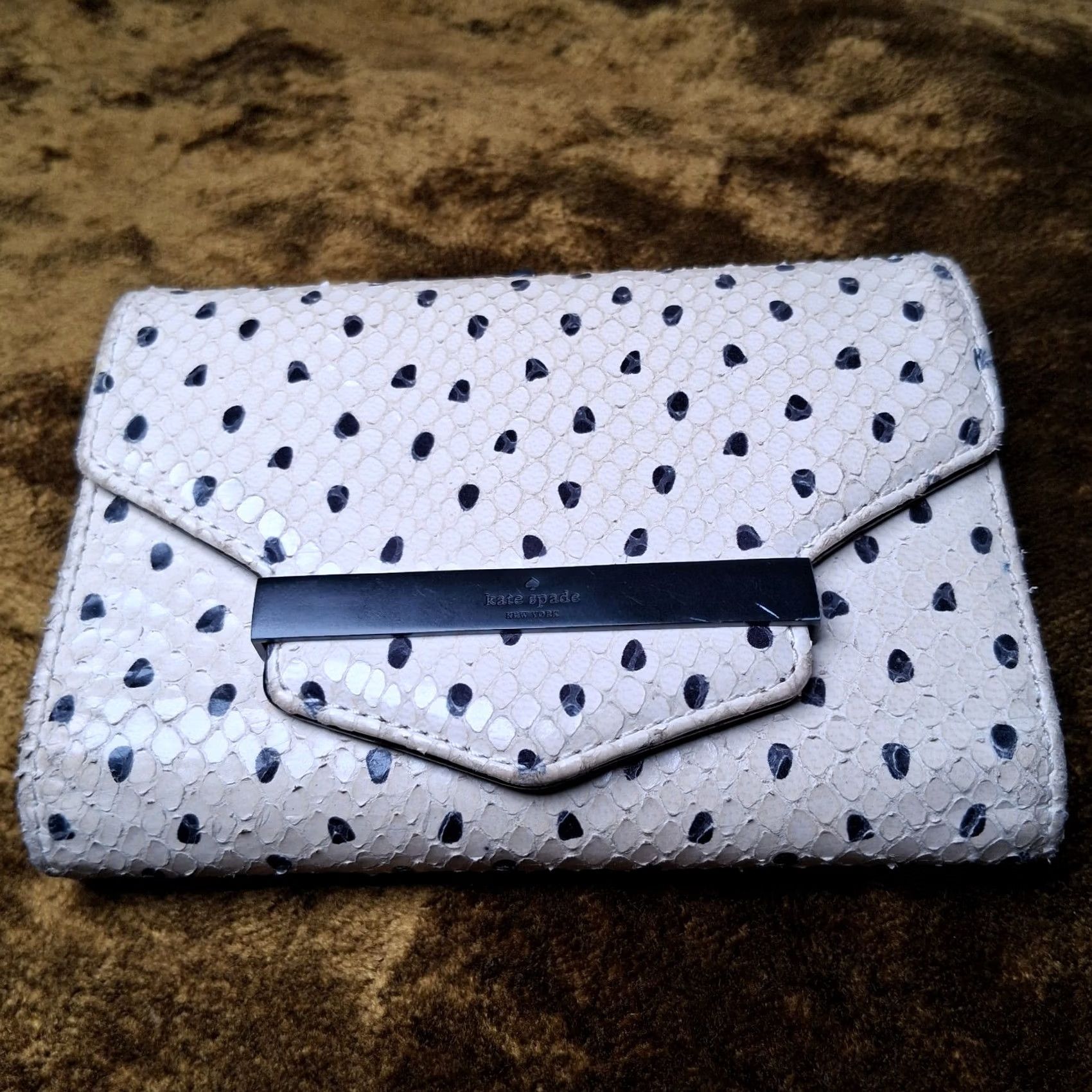 Vintage VINTAGE kate spade new york Kennedy Street Snake Wallet Trifold Ivory Black Dots Leather Woman Wallet Size ONE SIZE - 2 Thumbnail