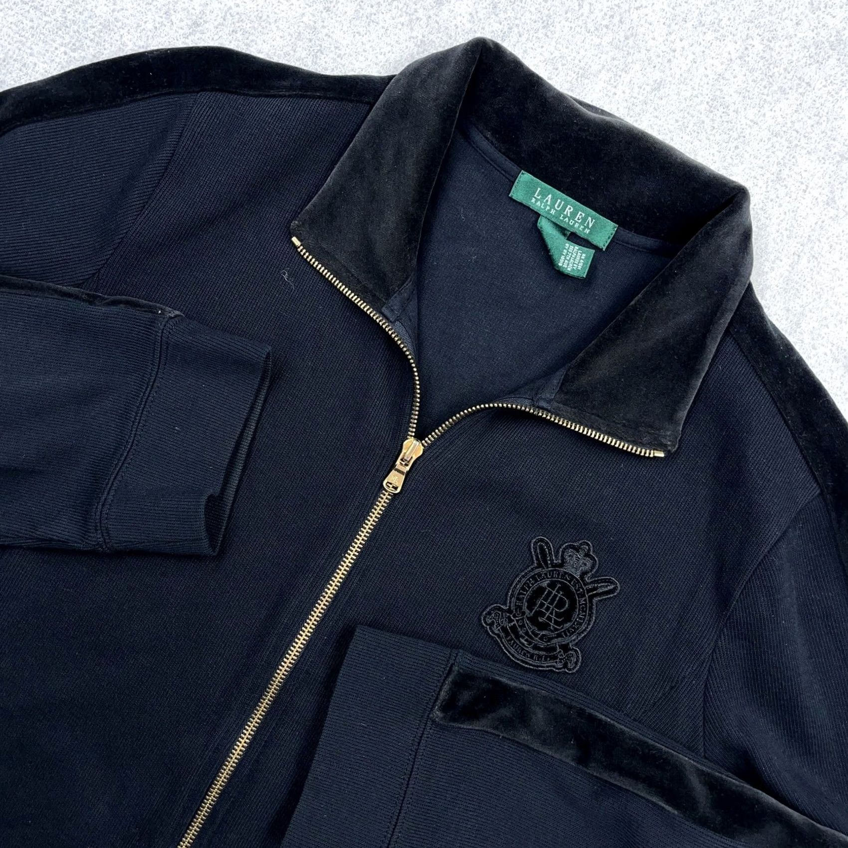 Ralph Lauren VINTAGE Lauren Ralph Lauren Jacket Women L Black Full Zip Track Suit Crest LRL Size L / US 10 / IT 46 - 2 Thumbnail