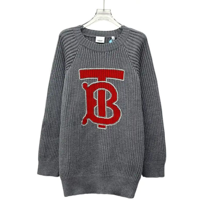Burberry Burberry Gray Wool Knit Sweater with Logo Size M / US 6-8 / IT 42-44 - 1 Thumbnail