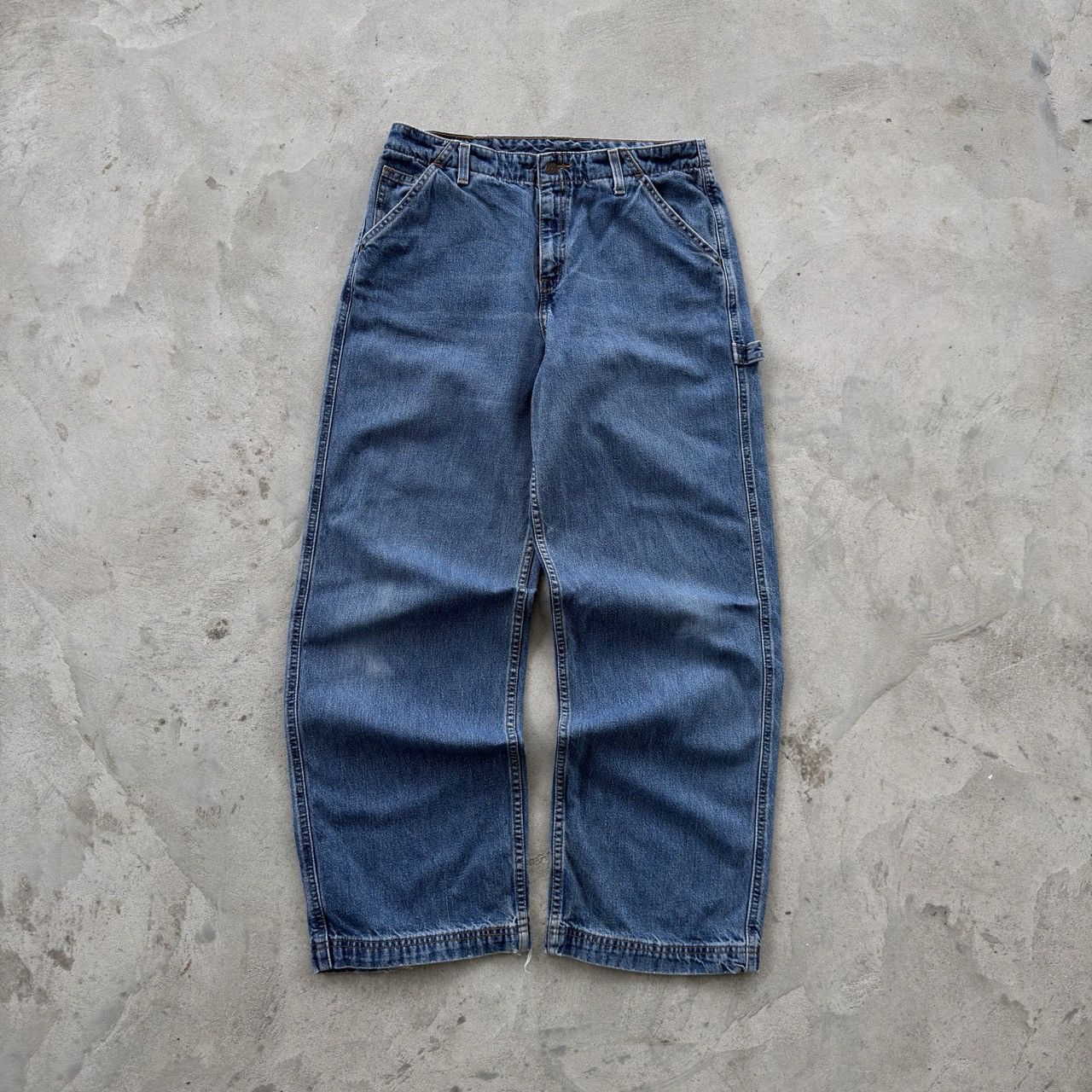 Levi's Vintage 90s Levi's Baggy Carpenter Washed Blue Pants Size US 32 / EU 48 - 2 Thumbnail