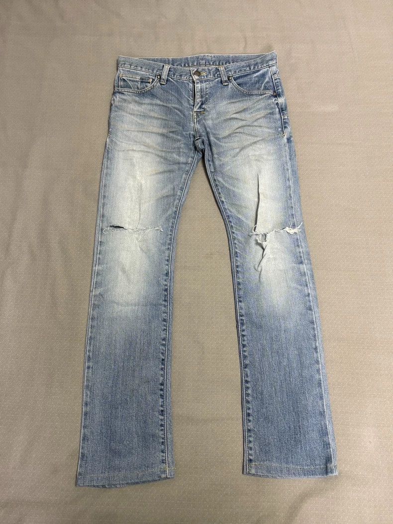 Yohji Yamamoto Vintage Light Blue Distressed Denim Jeans-2506 Size 31" - 4 Thumbnail