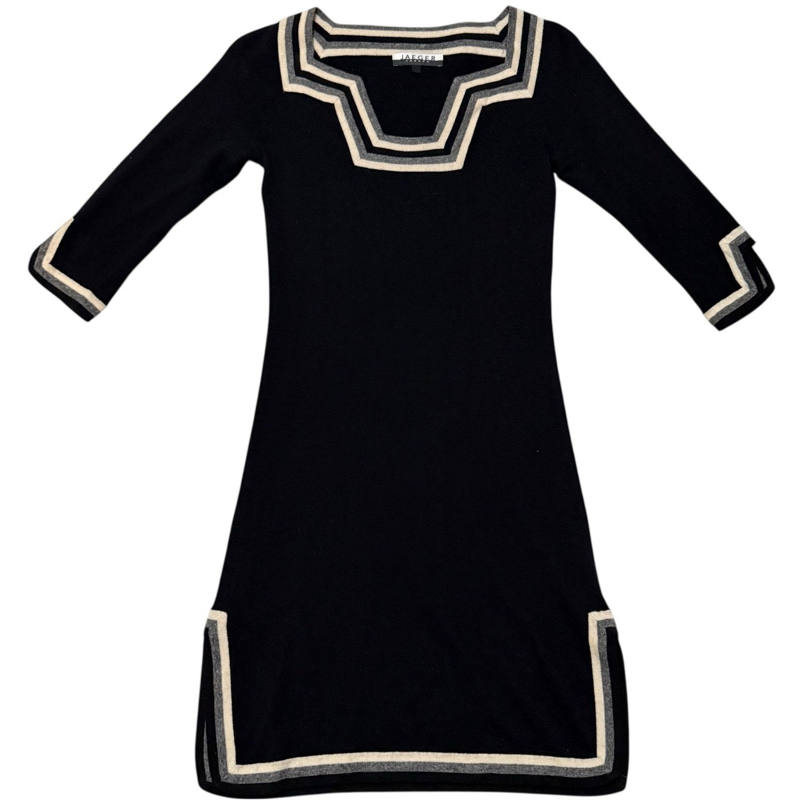 Jaeger Jaeger London Dress Silk Cashmere 3/4 Sleeves Black & White Size XS / US 0-2 / IT 36-38 - 1 Thumbnail