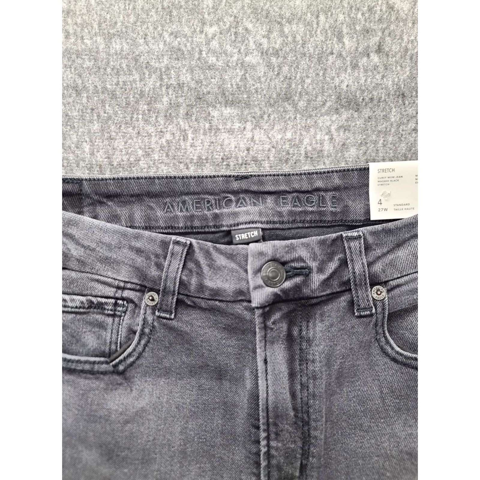 American Eagle Outfitters VINTAGE American Eagle Outfitters Jeans Womens 4 Curvy Mom High Rise Distressed Stretch 90s Grunge Black Denim 5-Pocket Women Mens? Size 27" / US 4 / IT 40 - 3 Thumbnail